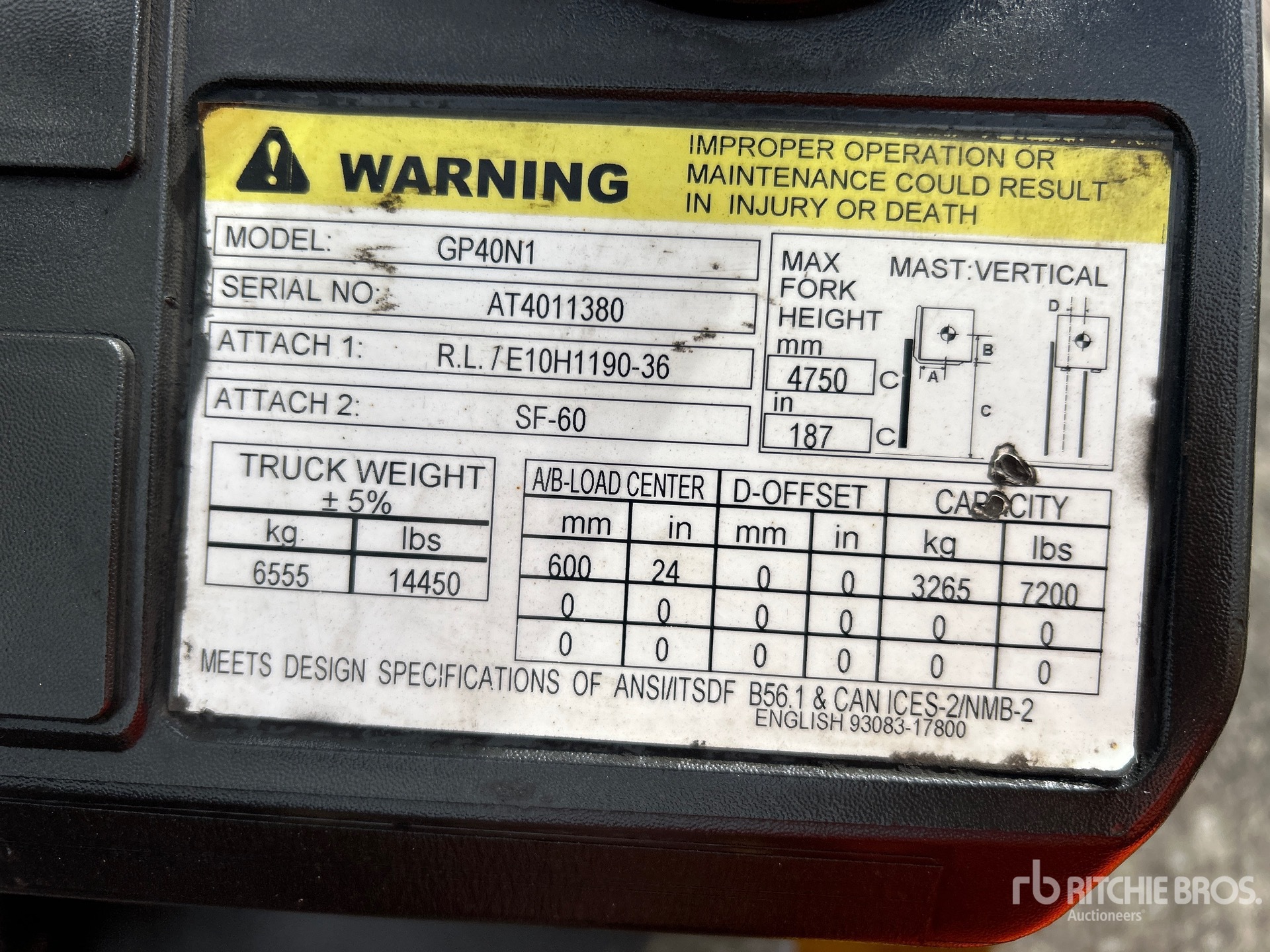General Appearance with Serial Number / VIN