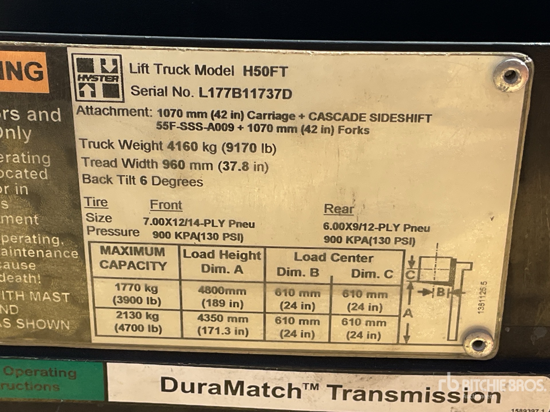 General Appearance with Serial Number / VIN