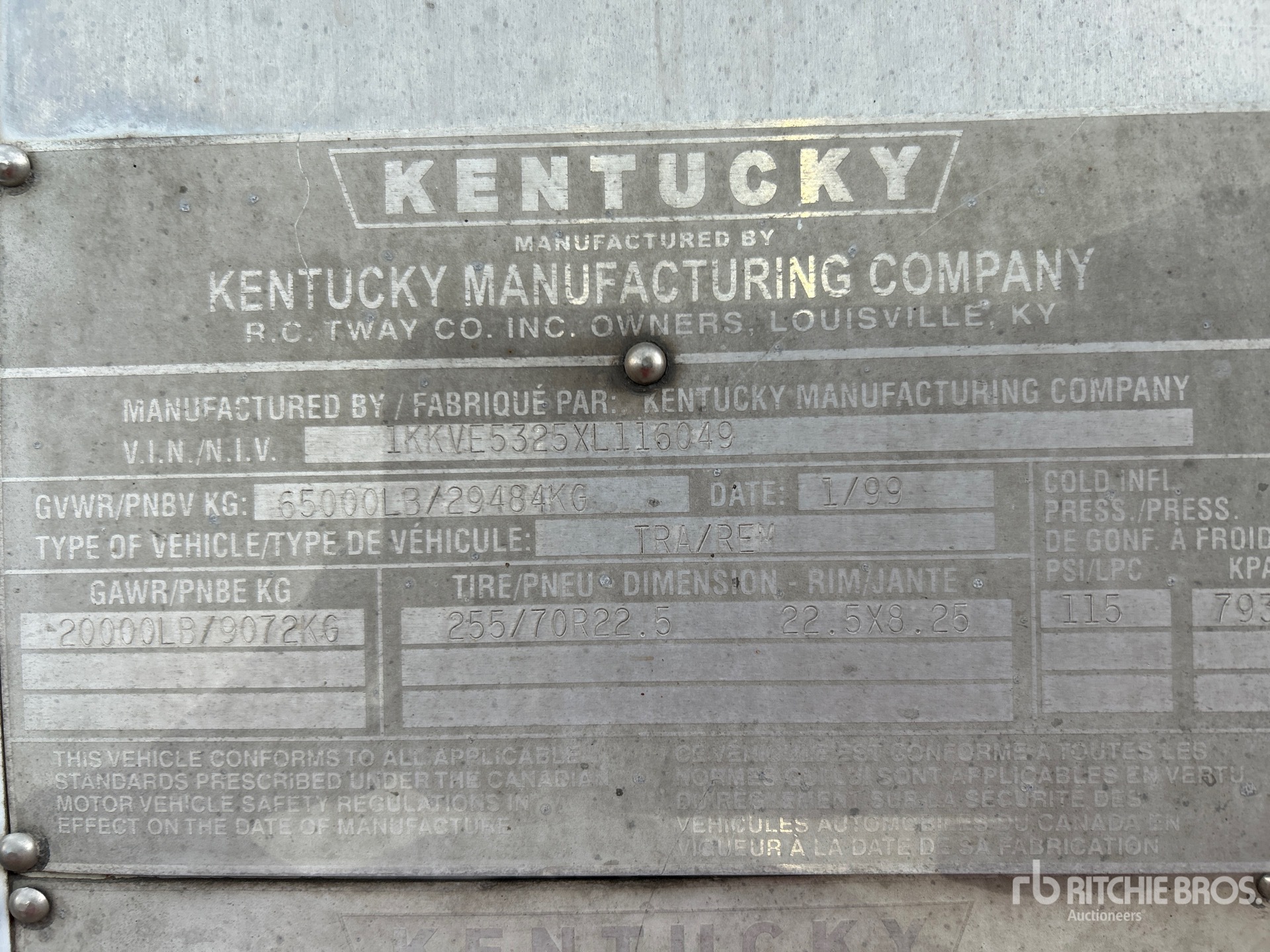 General Appearance with Serial Number / VIN