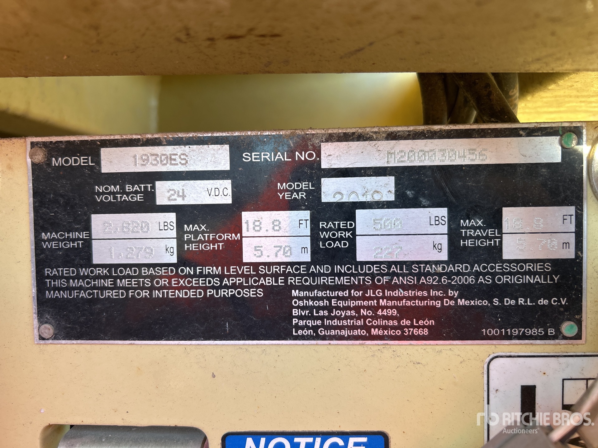 General Appearance with Serial Number / VIN
