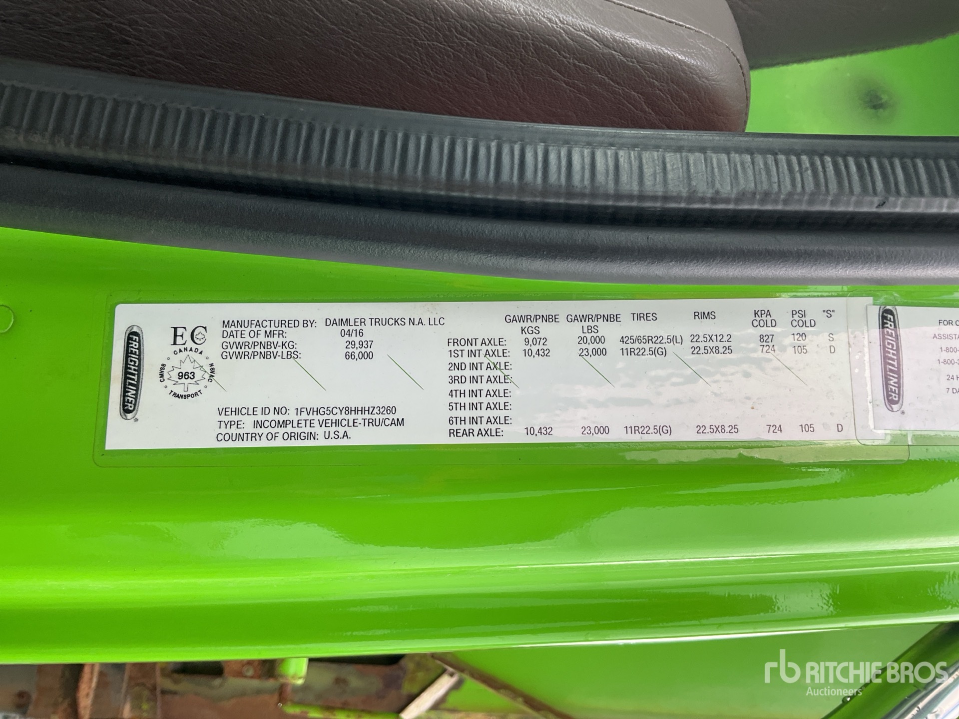 General Appearance with Serial Number / VIN