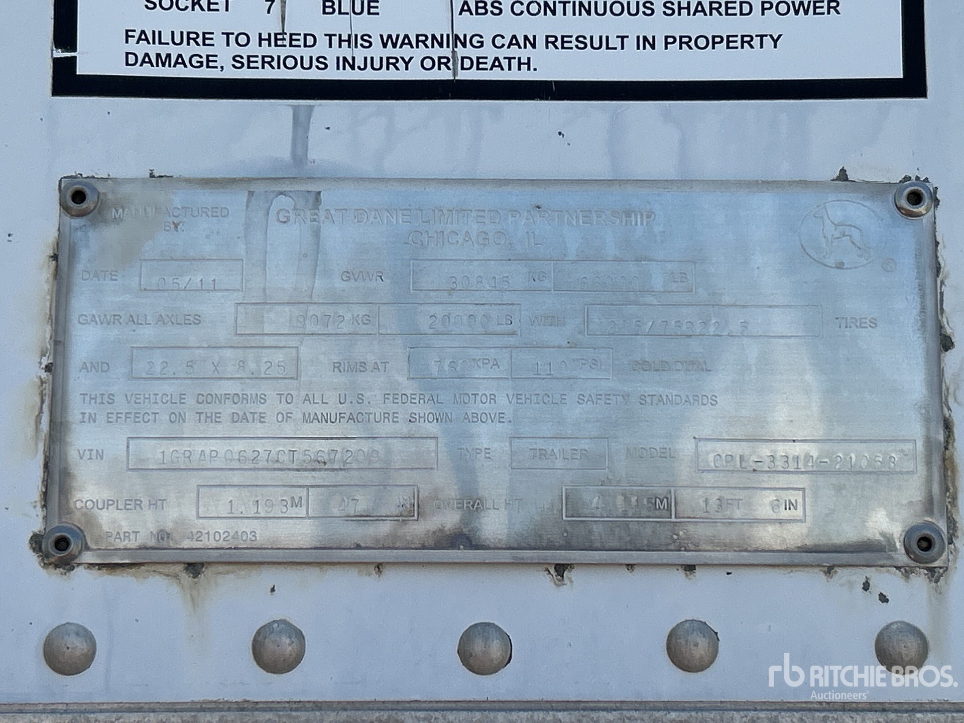 General Appearance with Serial Number / VIN