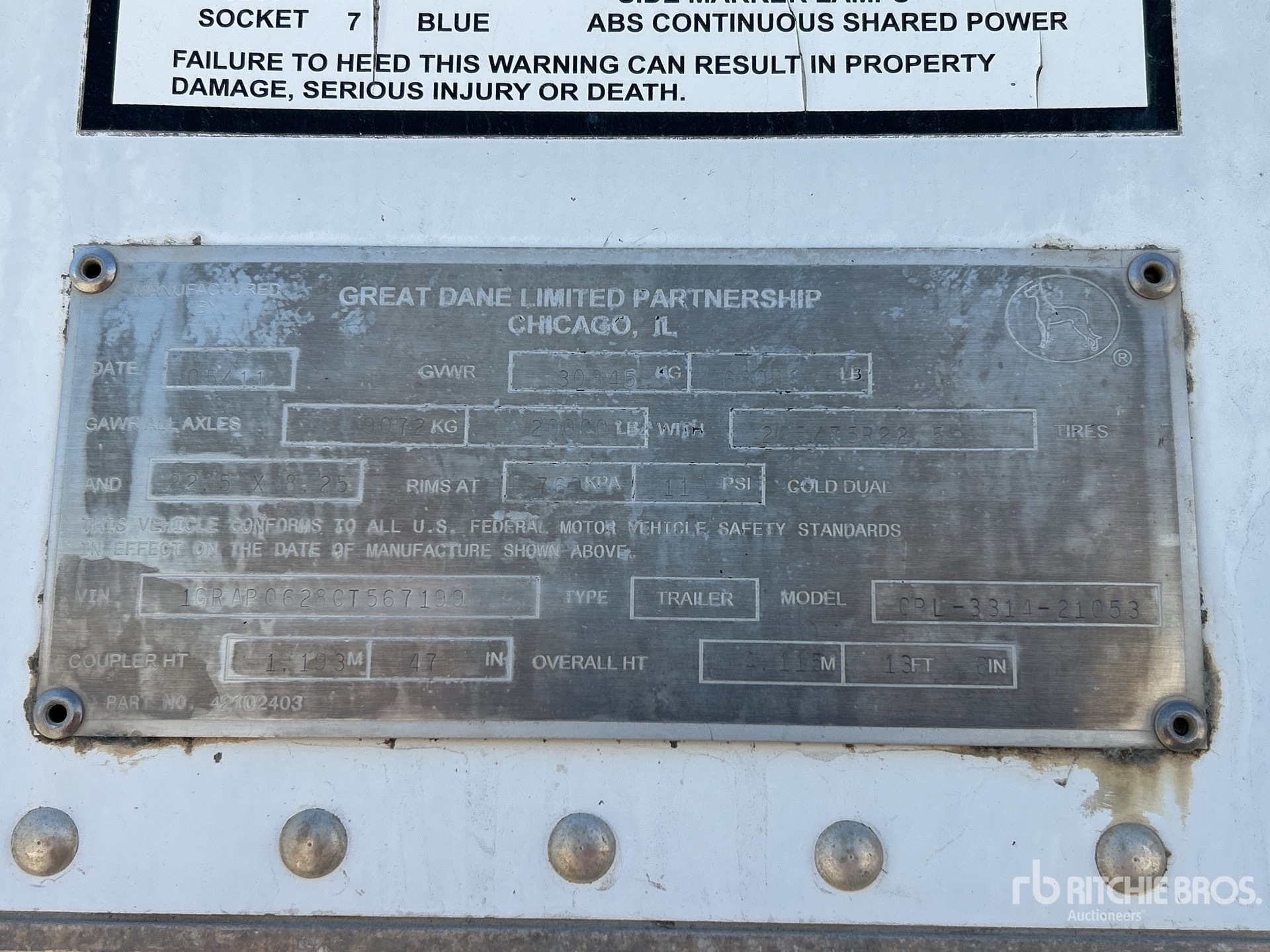 General Appearance with Serial Number / VIN
