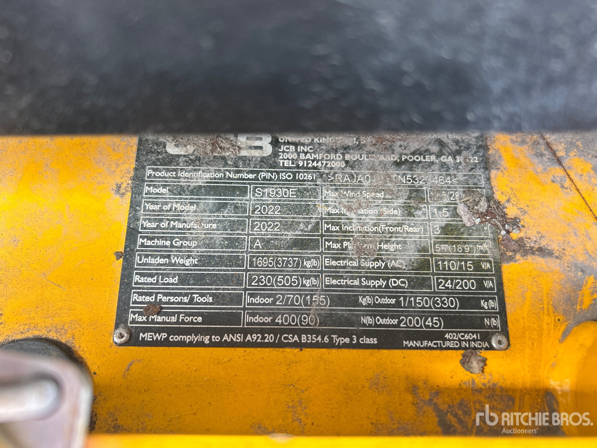 General Appearance with Serial Number / VIN