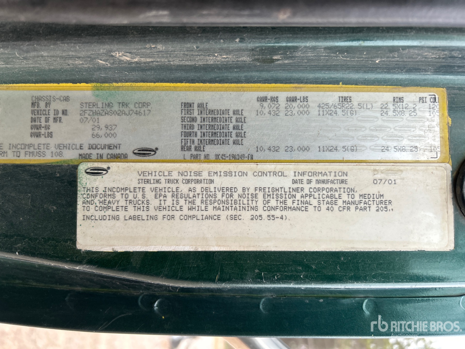 General Appearance with Serial Number / VIN