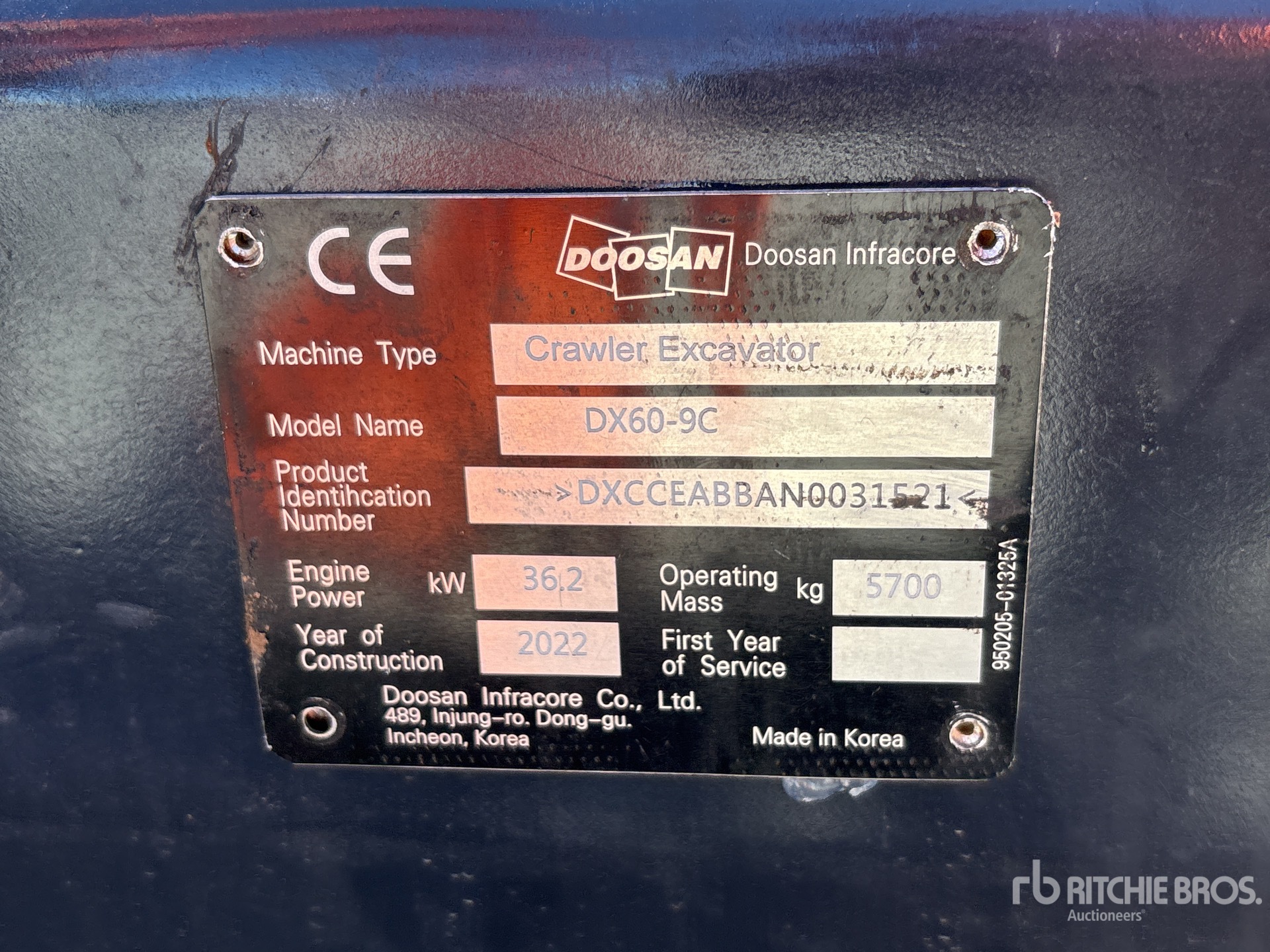 General Appearance with Serial Number / VIN