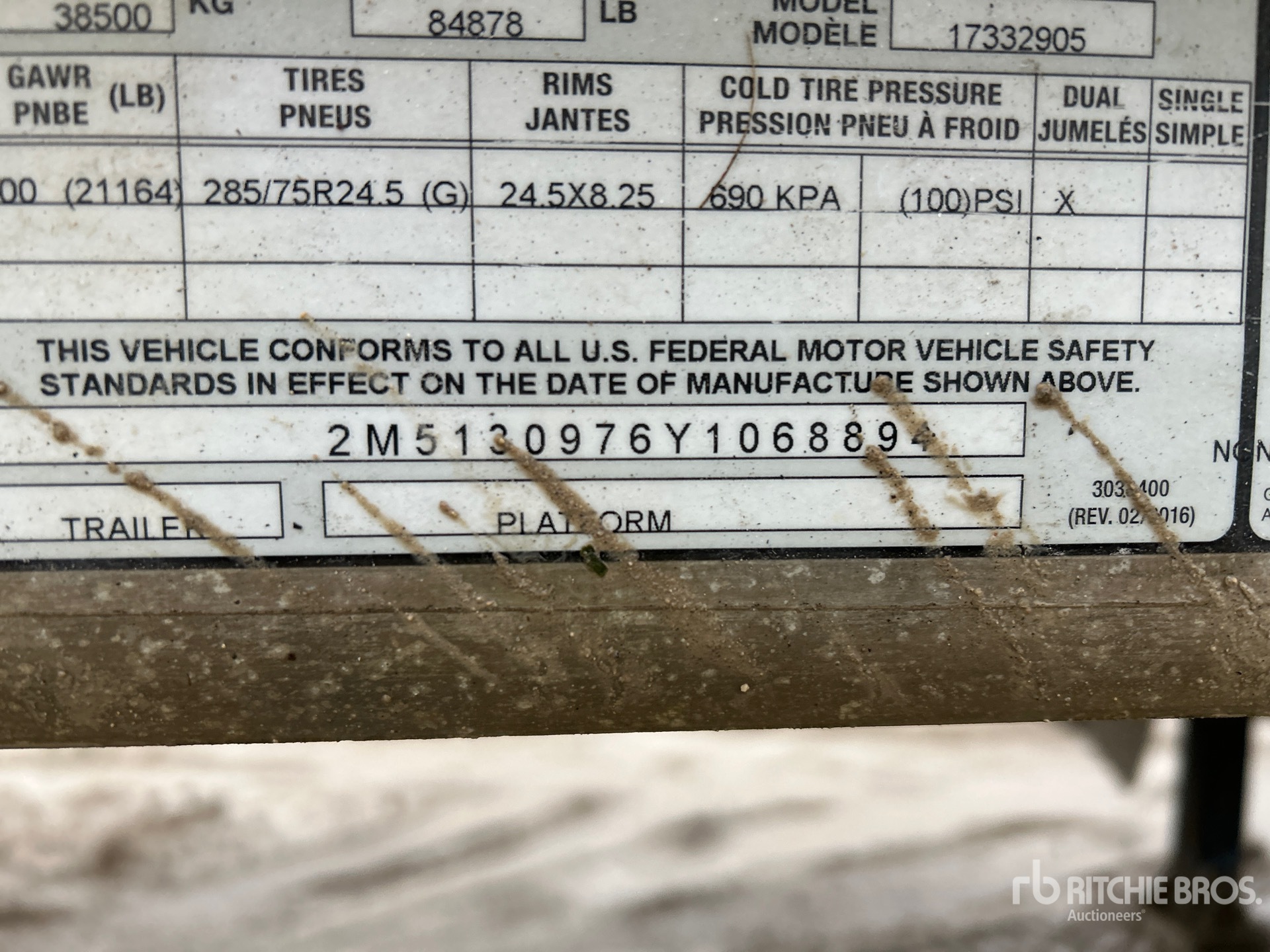 General Appearance with Serial Number / VIN