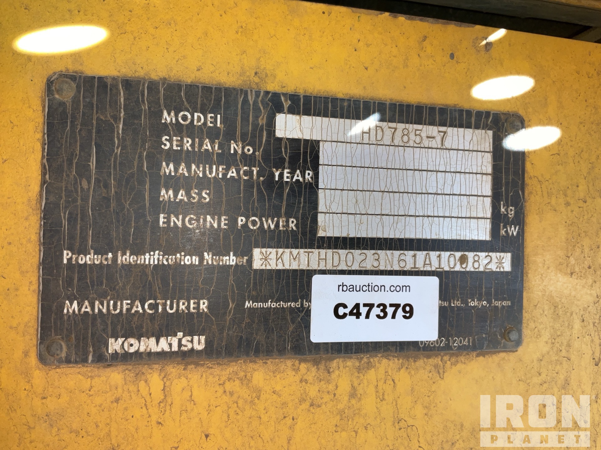 General Appearance with Serial Number / VIN