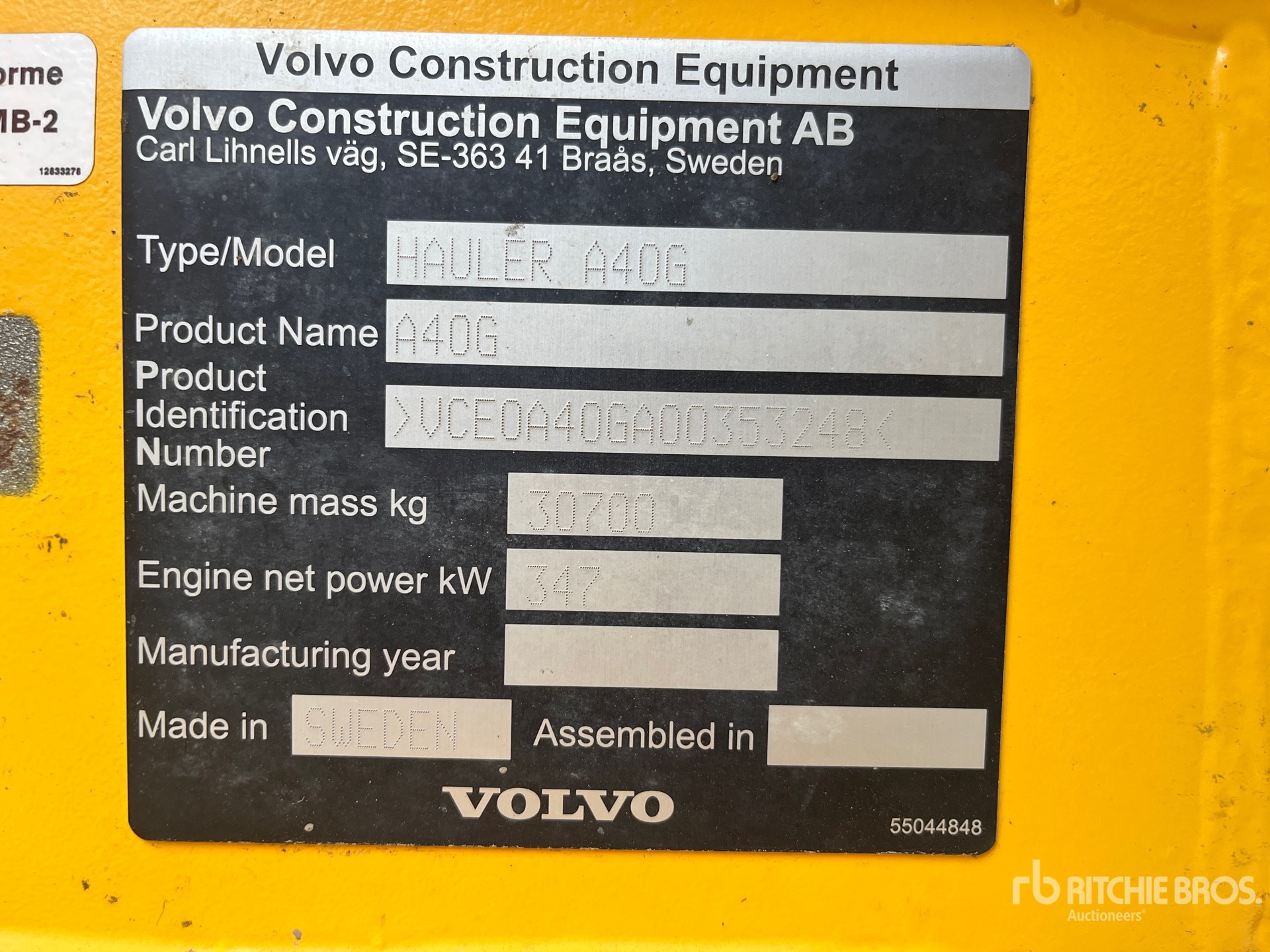 General Appearance with Serial Number / VIN