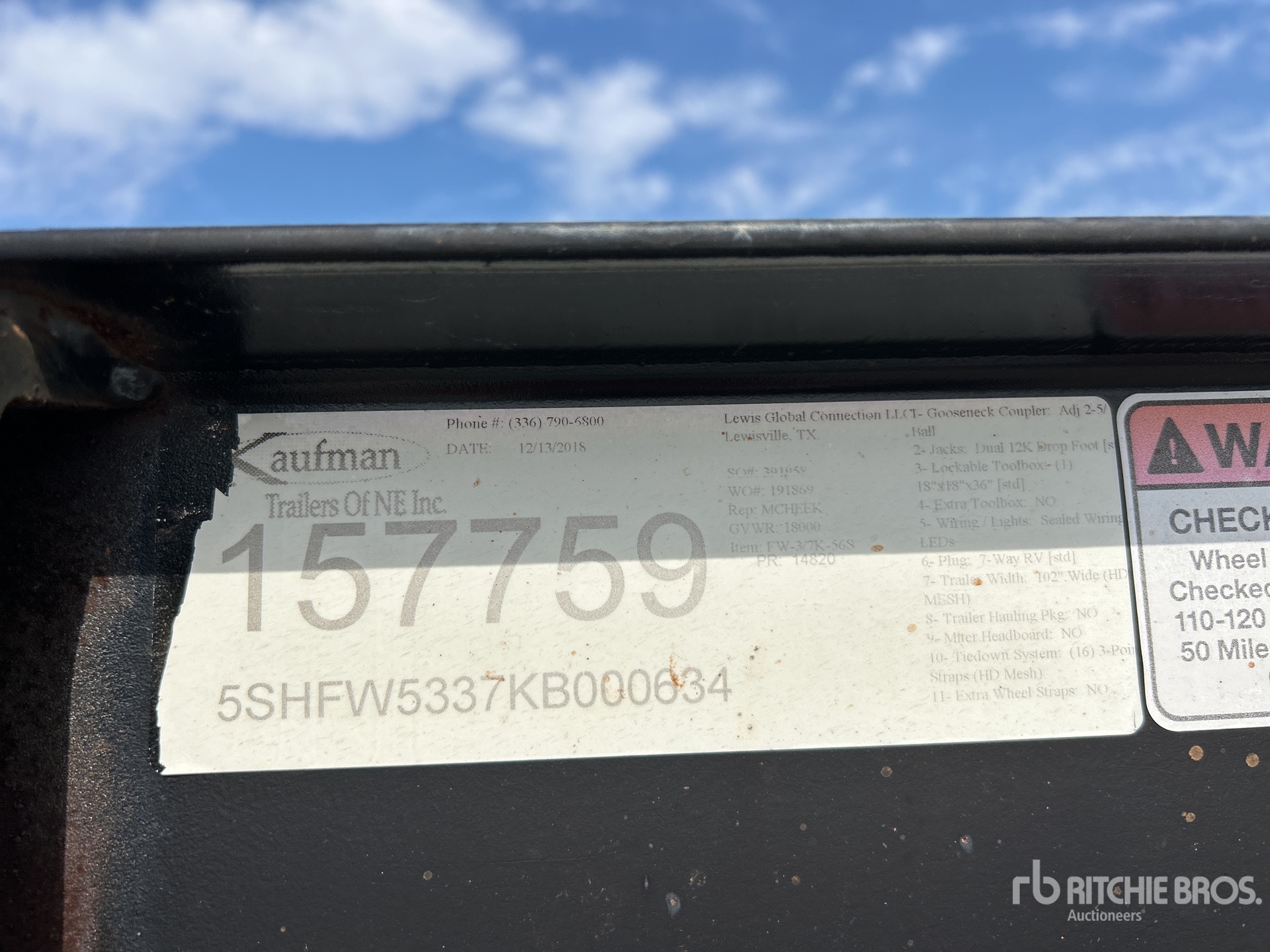 General Appearance with Serial Number / VIN