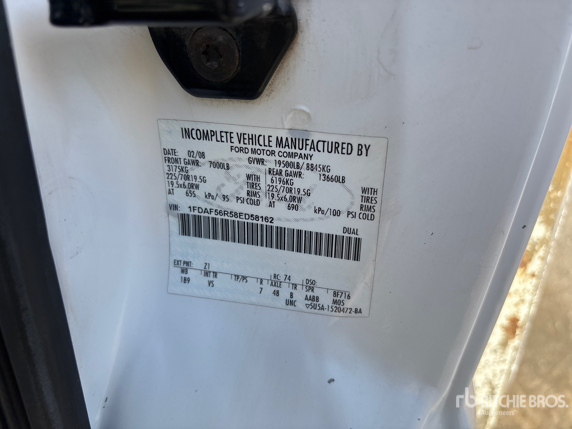 General Appearance with Serial Number / VIN