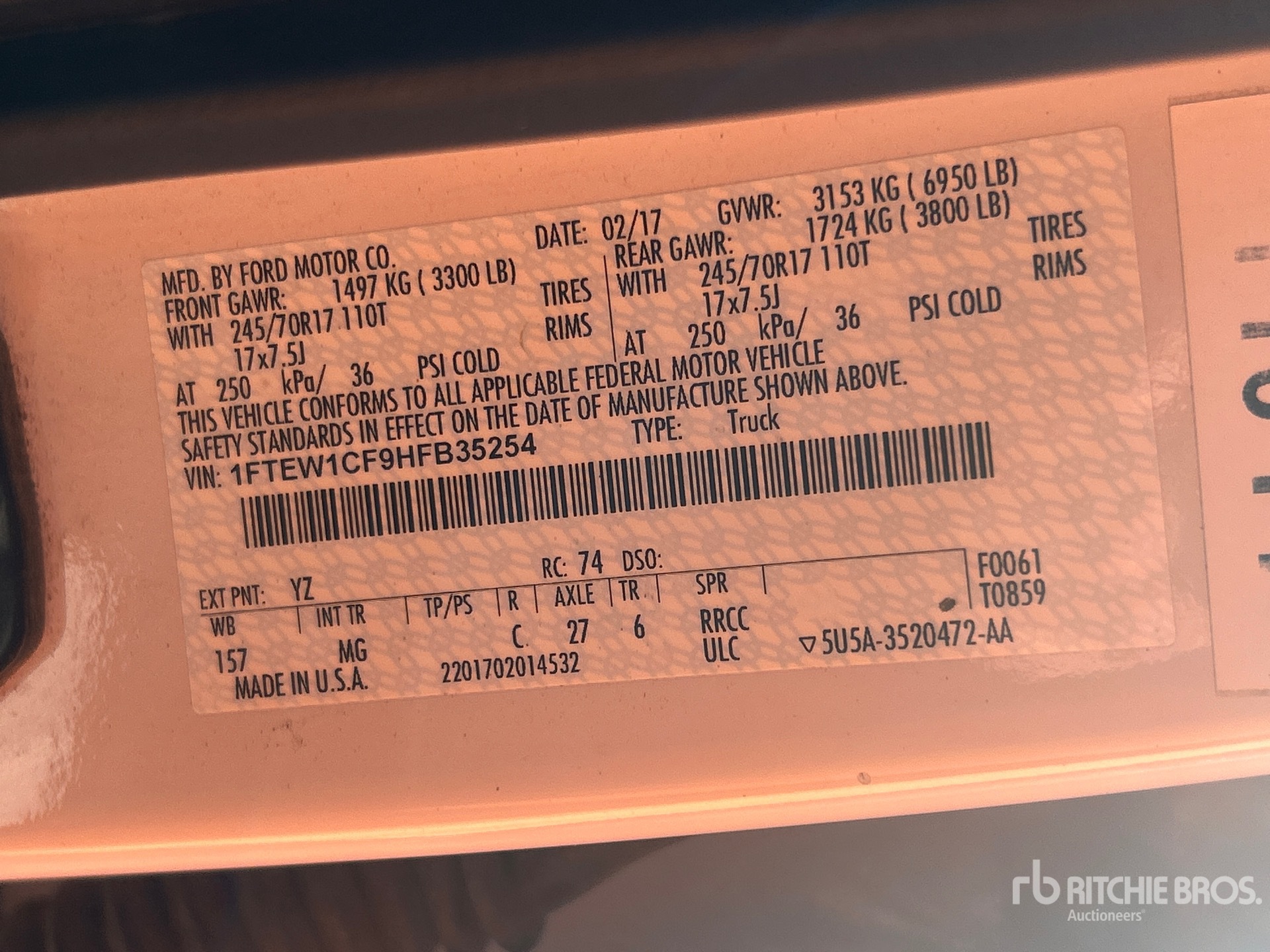 General Appearance with Serial Number / VIN