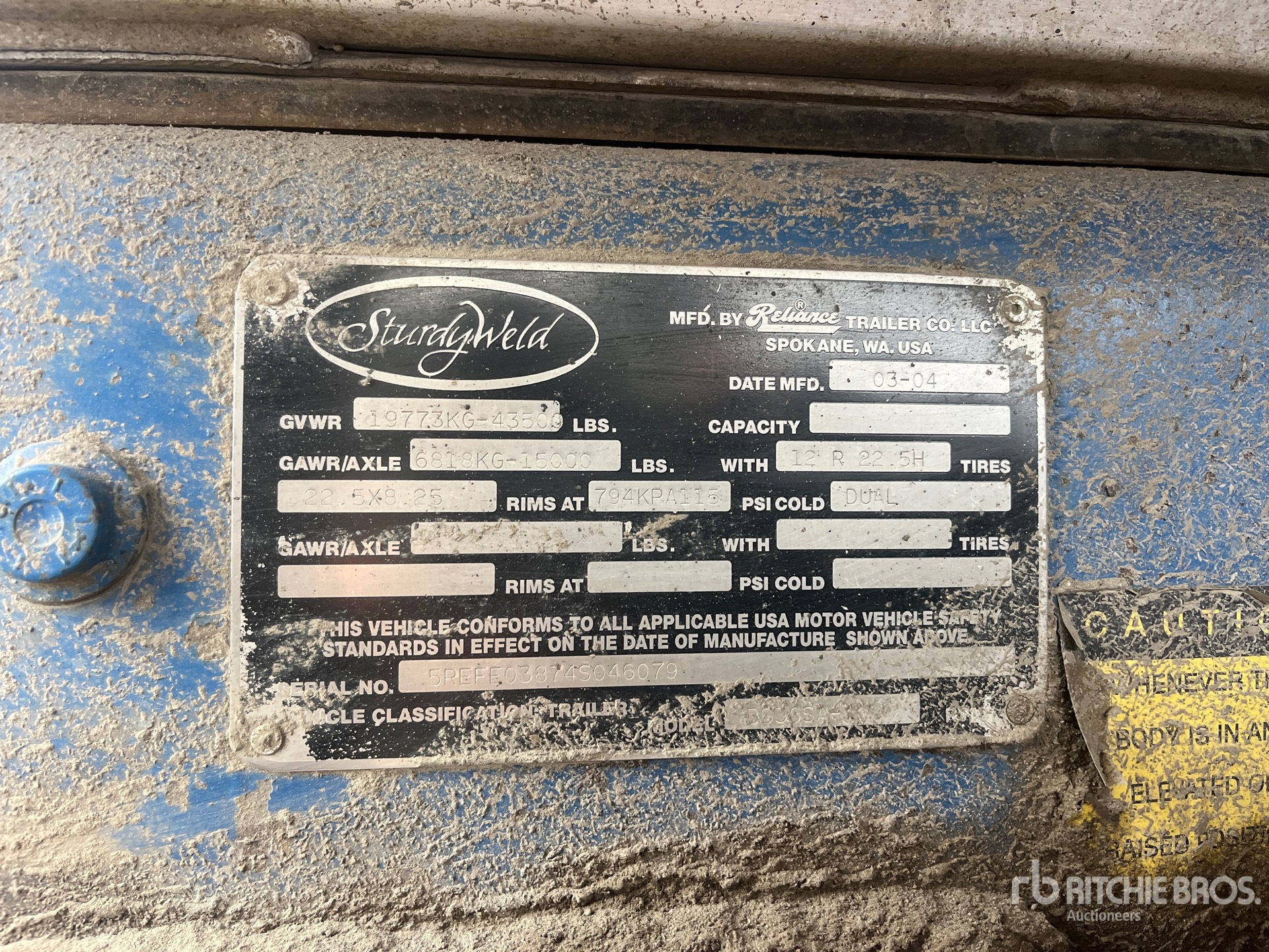 General Appearance with Serial Number / VIN