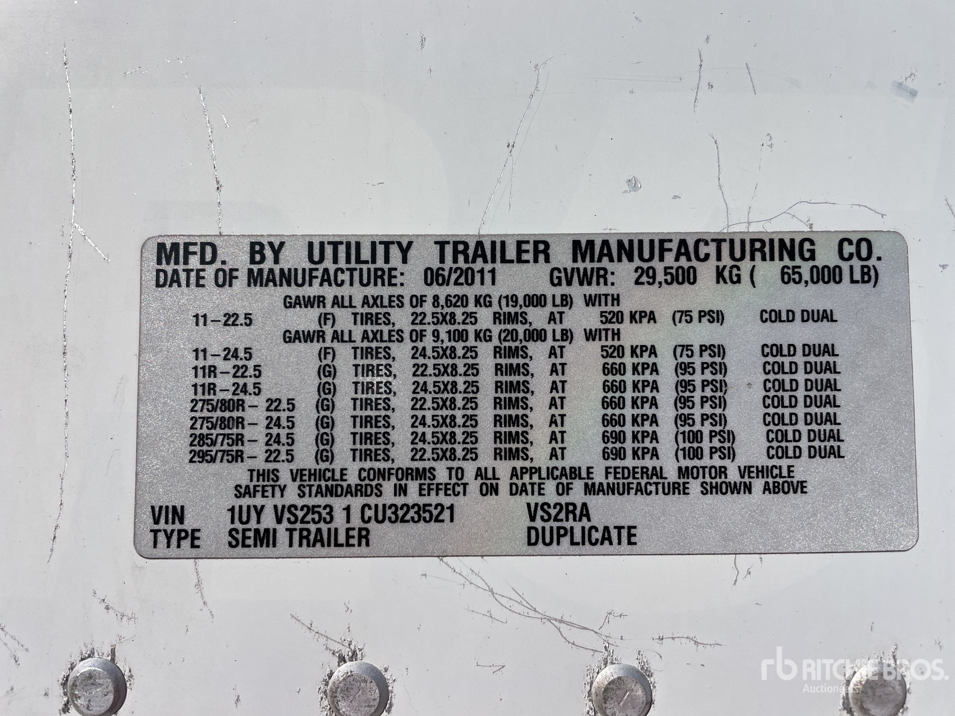 General Appearance with Serial Number / VIN