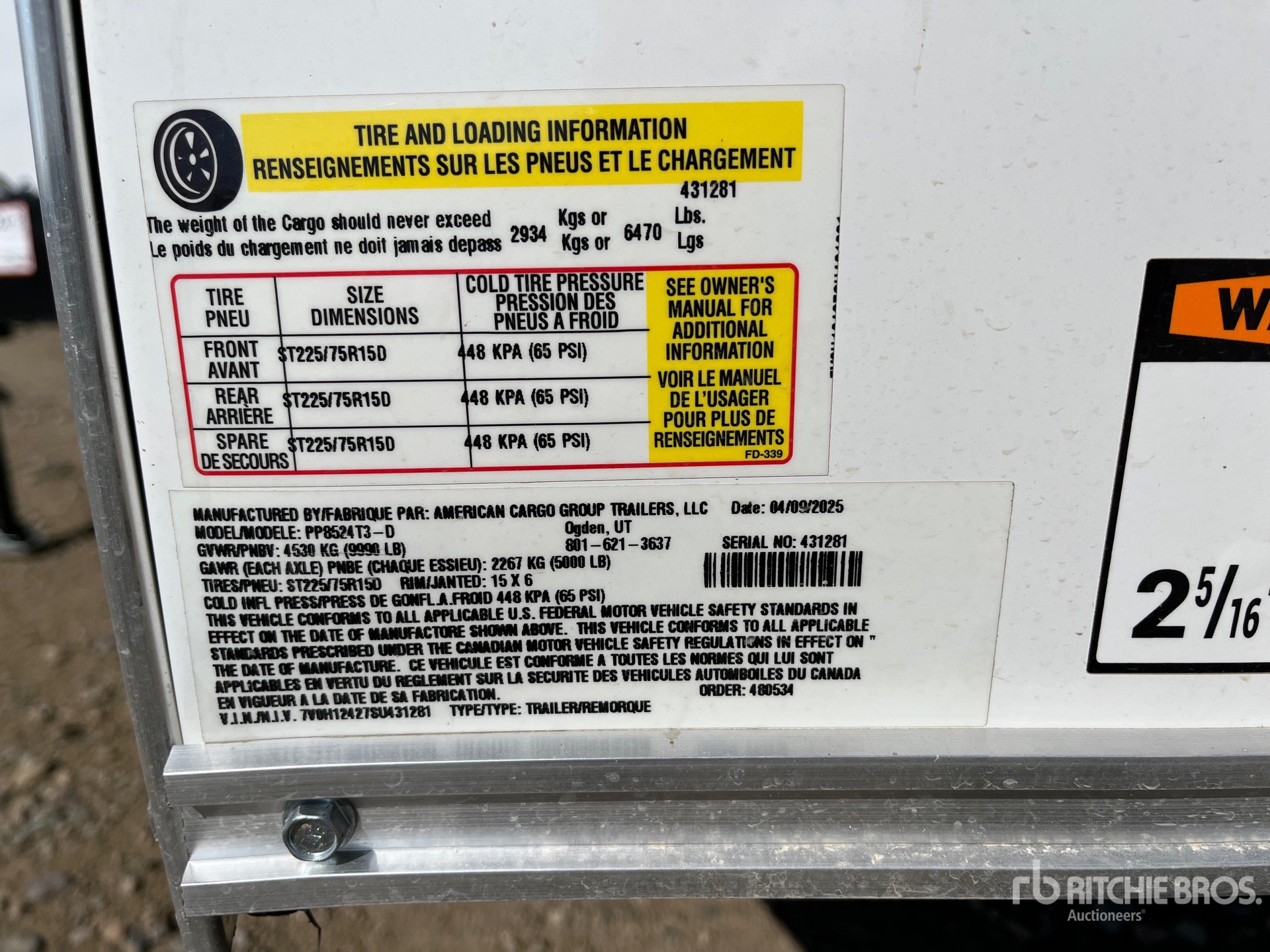 General Appearance with Serial Number / VIN