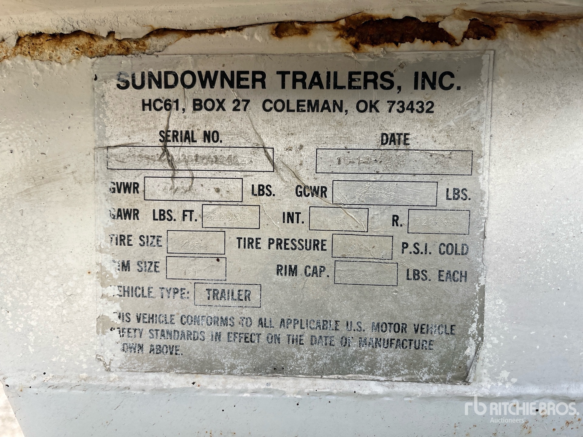 General Appearance with Serial Number / VIN