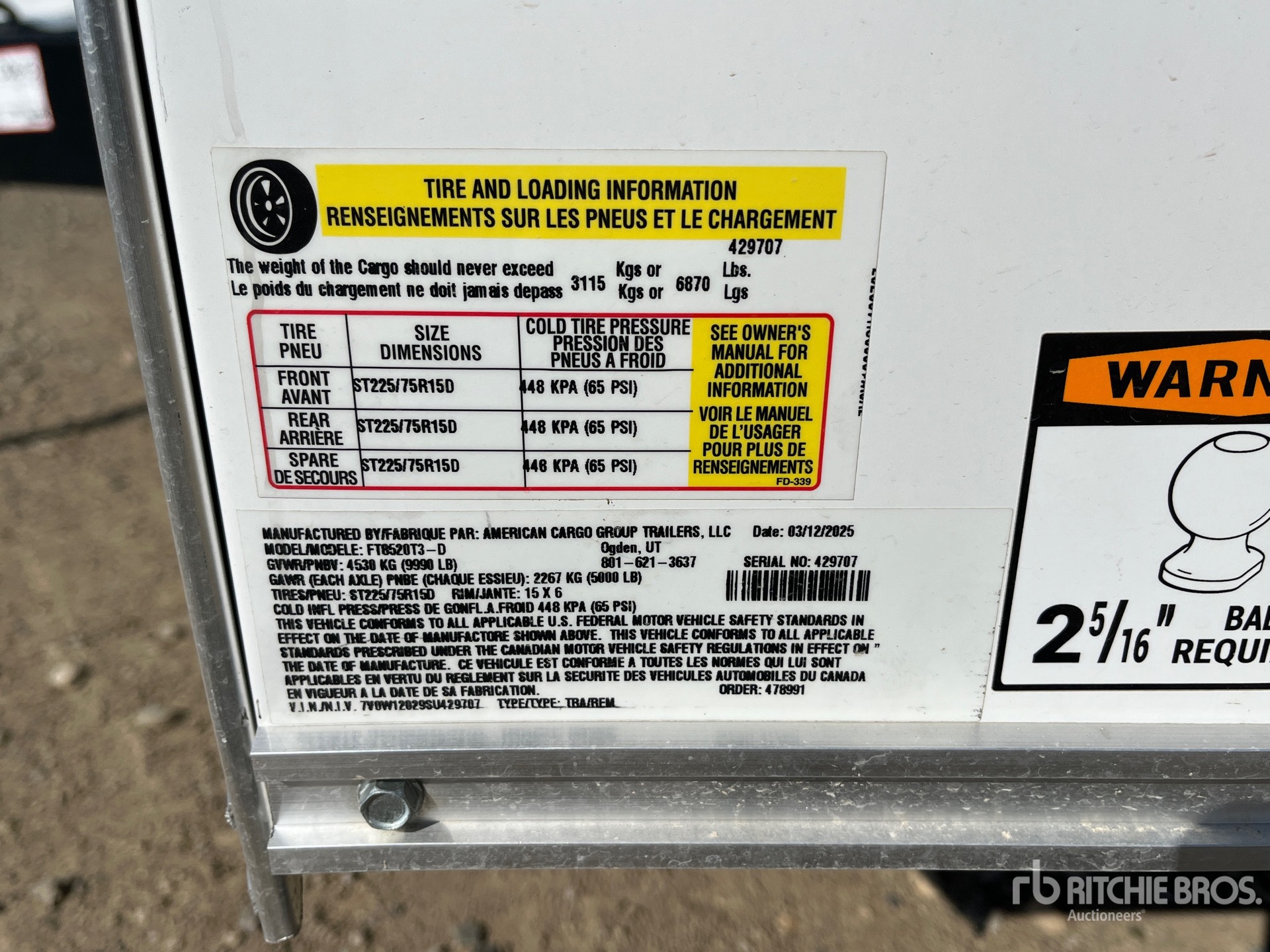 General Appearance with Serial Number / VIN