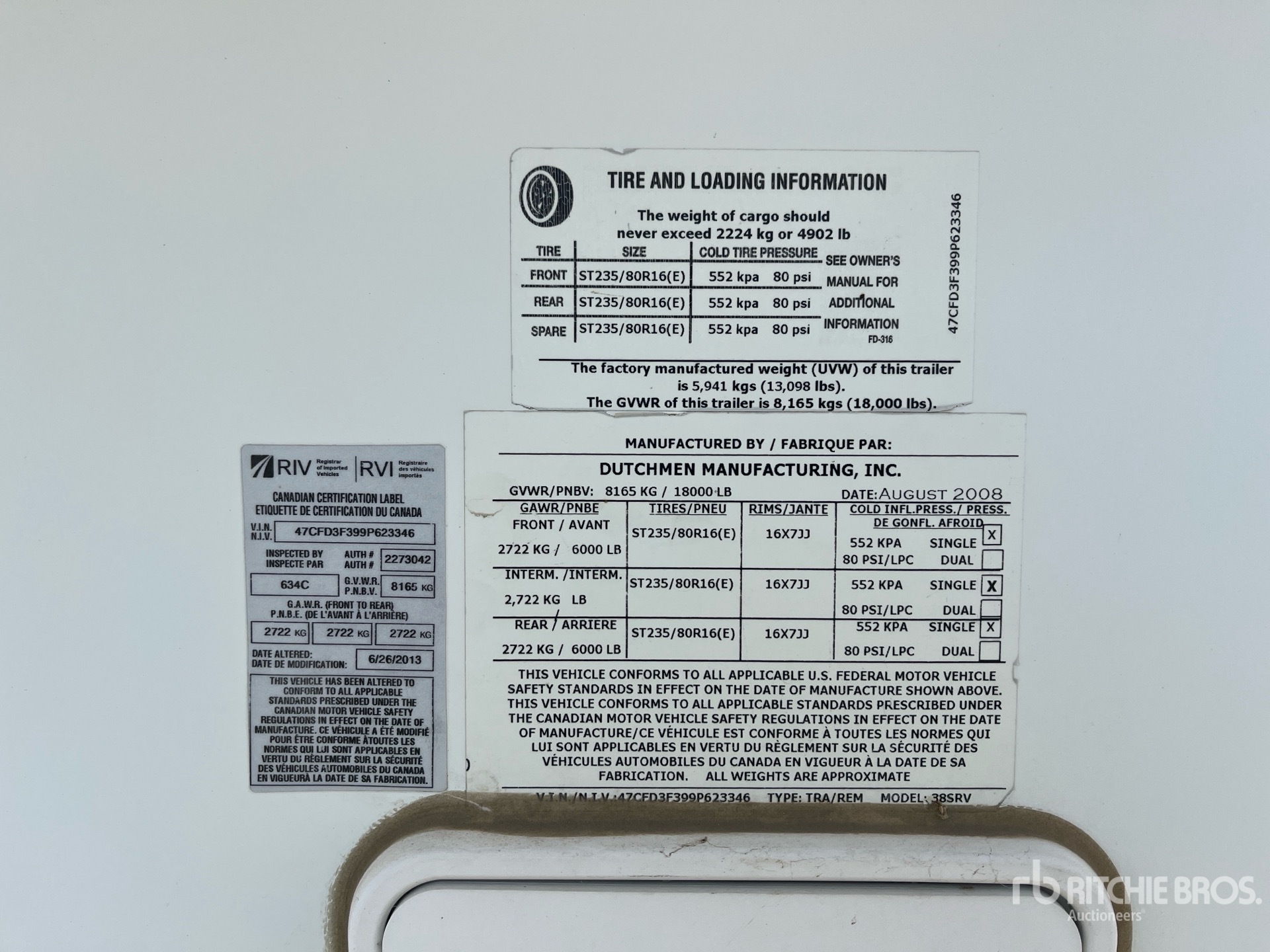 General Appearance with Serial Number / VIN