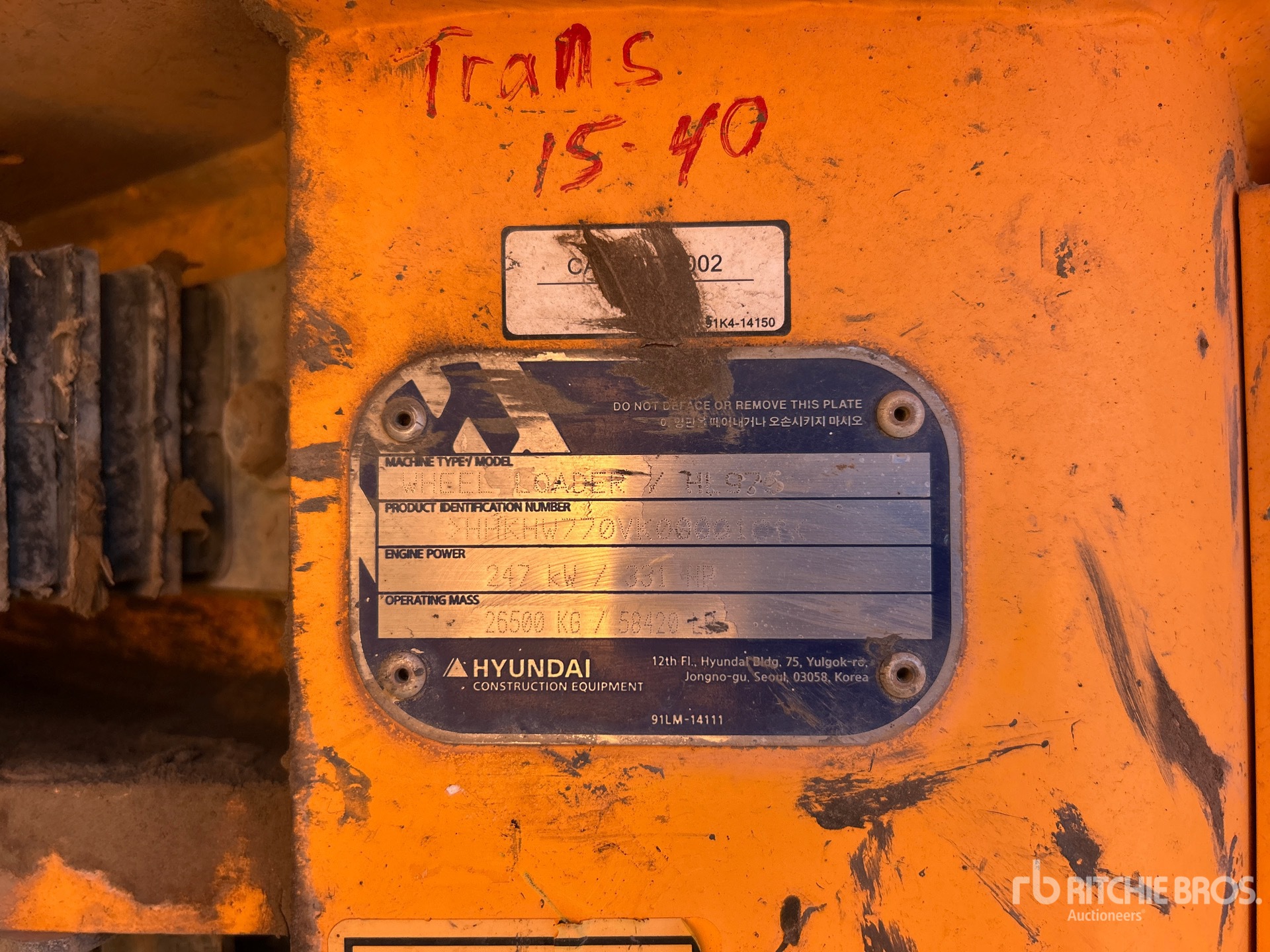 General Appearance with Serial Number / VIN