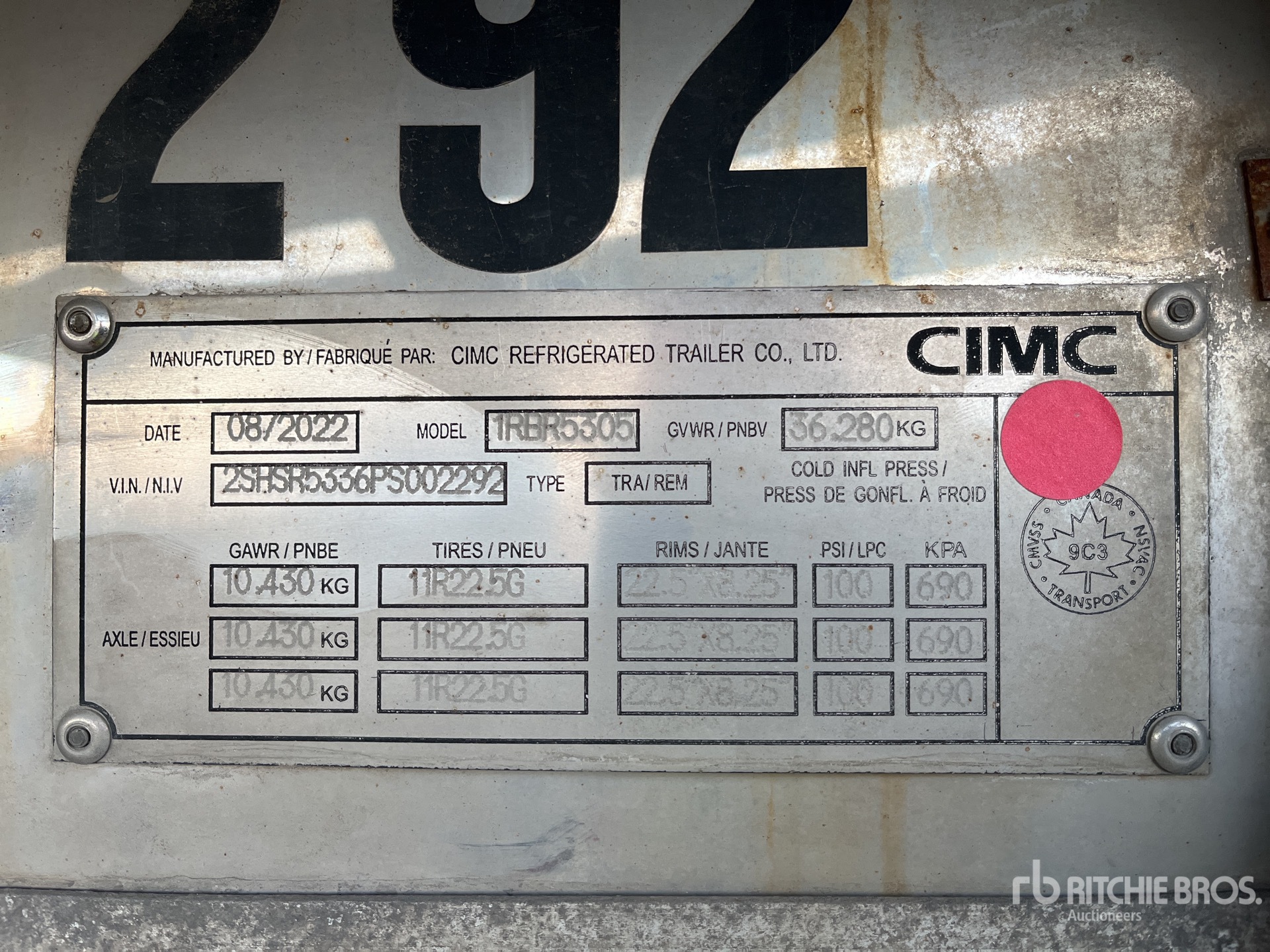 General Appearance with Serial Number / VIN