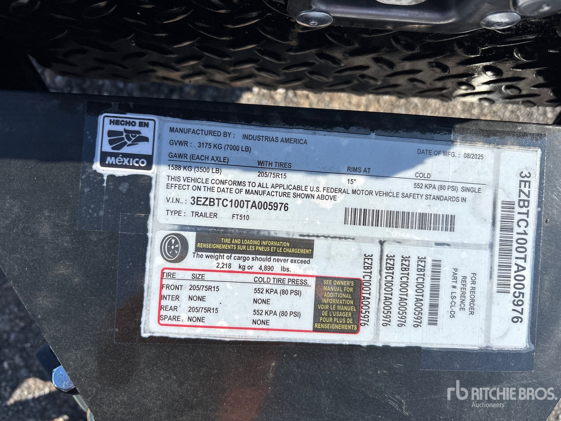 General Appearance with Serial Number / VIN