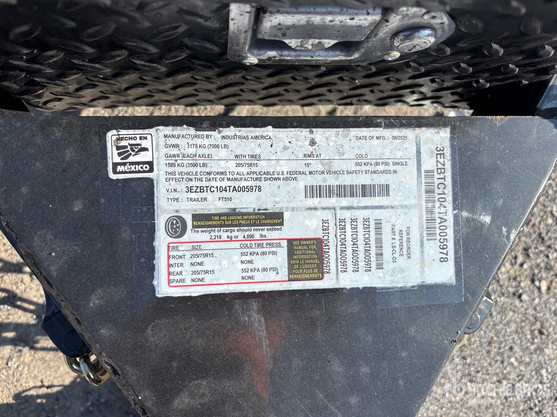 General Appearance with Serial Number / VIN