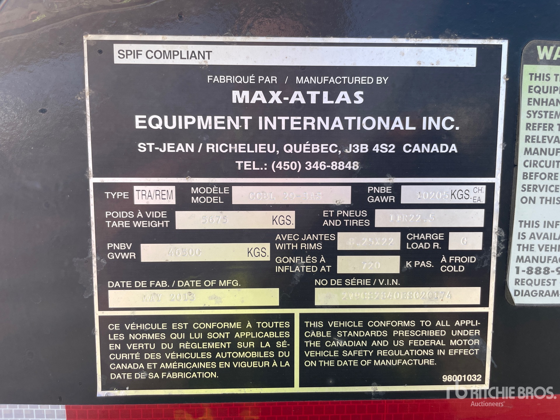 General Appearance with Serial Number / VIN