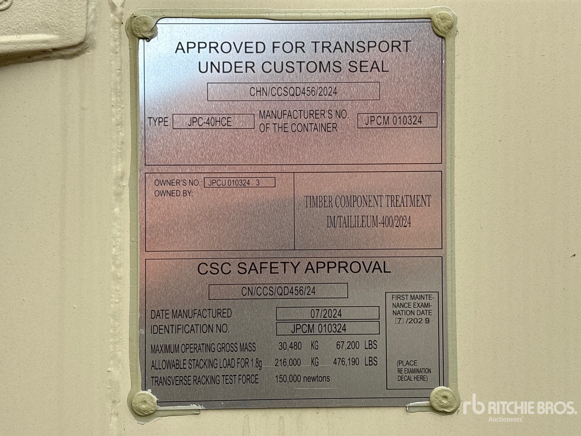 General Appearance with Serial Number / VIN