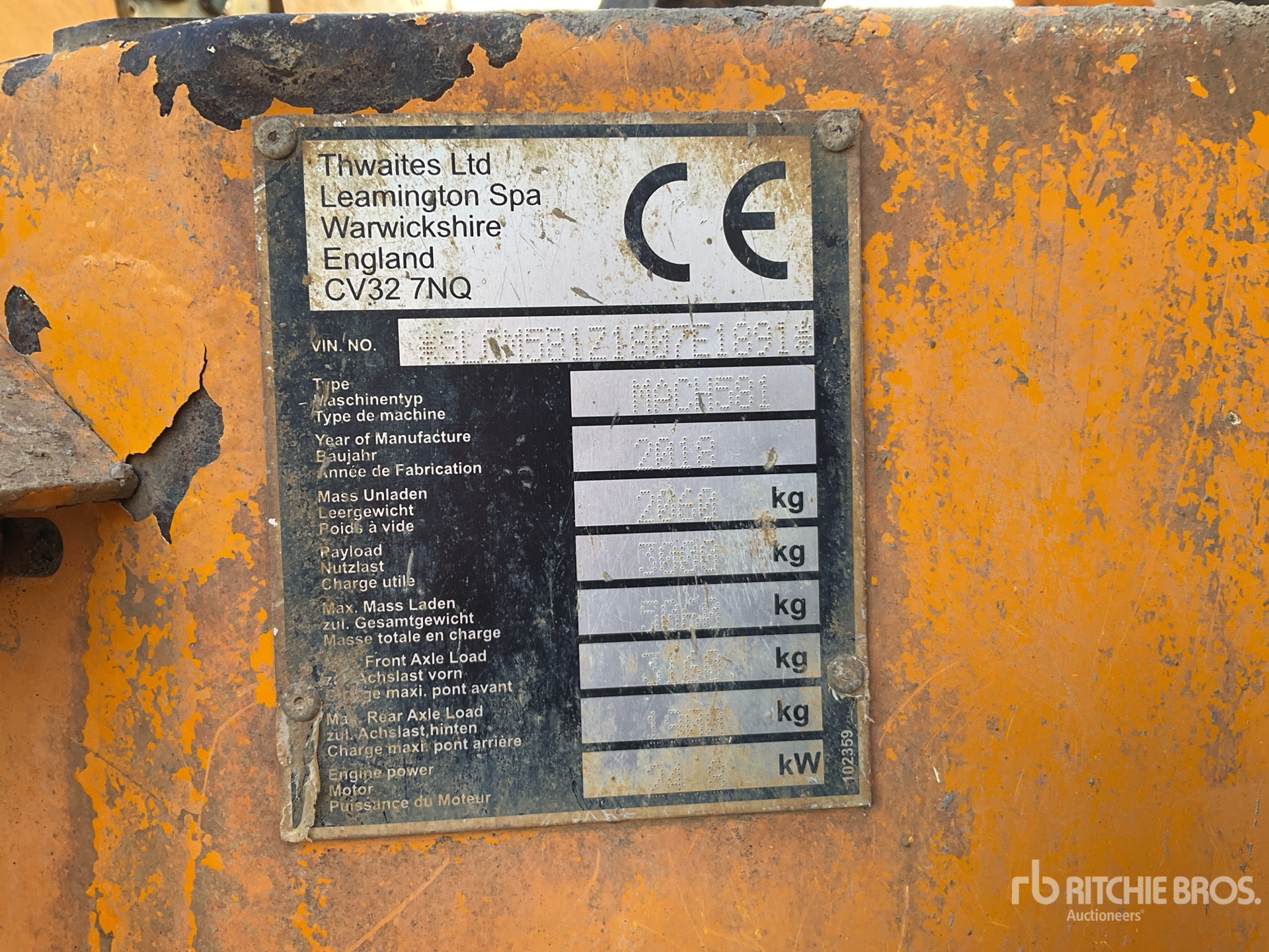 General Appearance with Serial Number / VIN