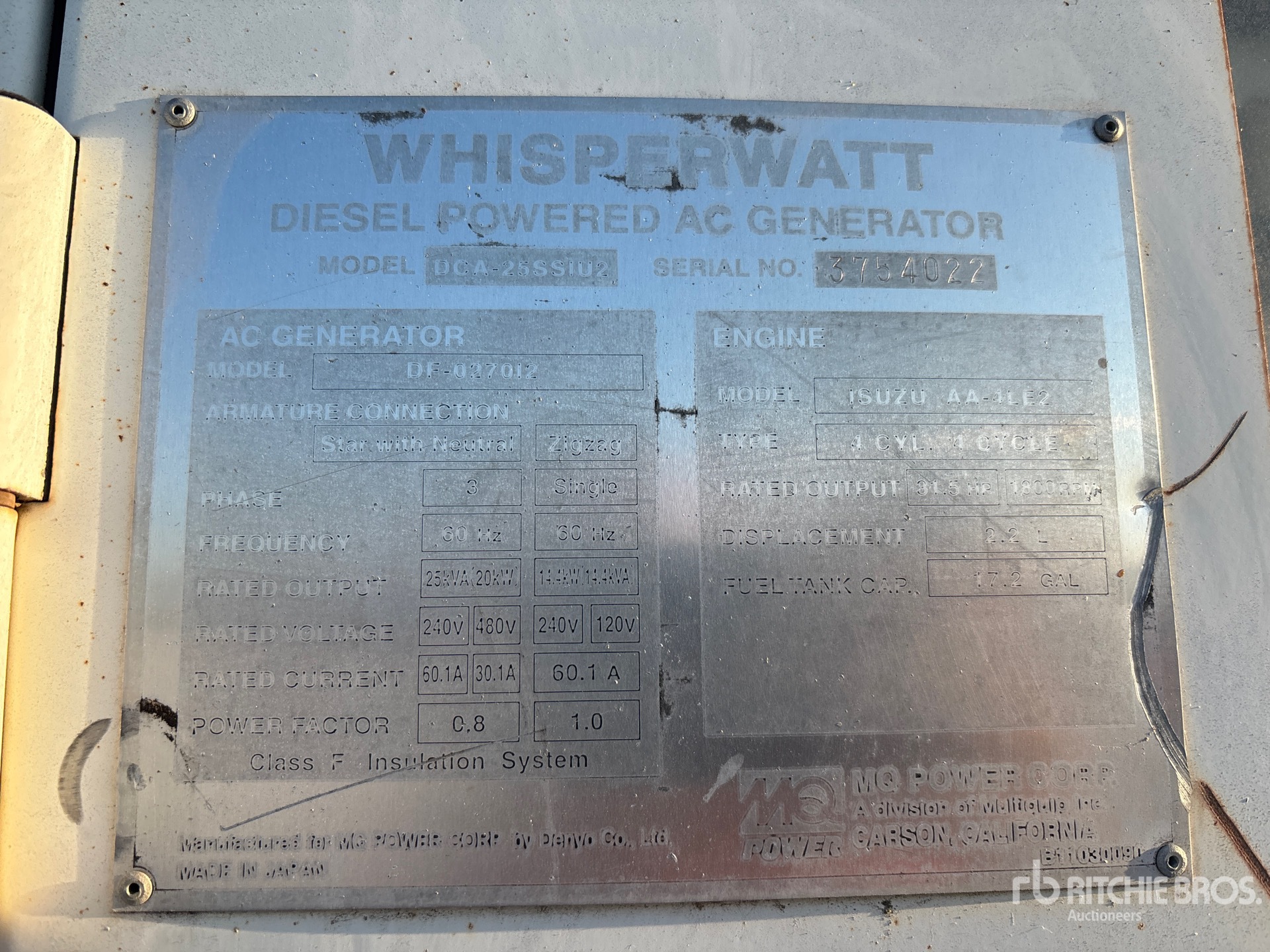 General Appearance with Serial Number / VIN