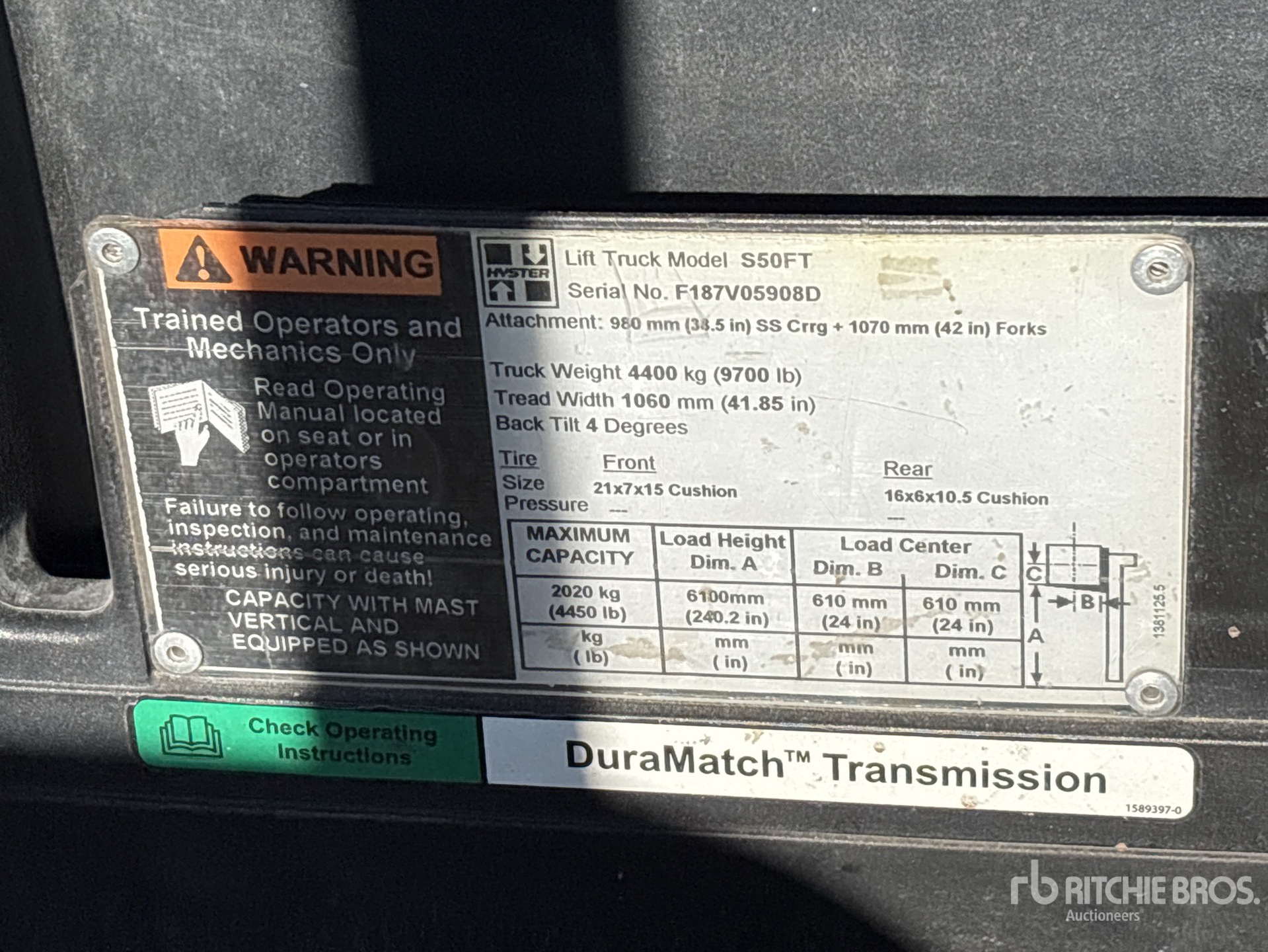 General Appearance with Serial Number / VIN