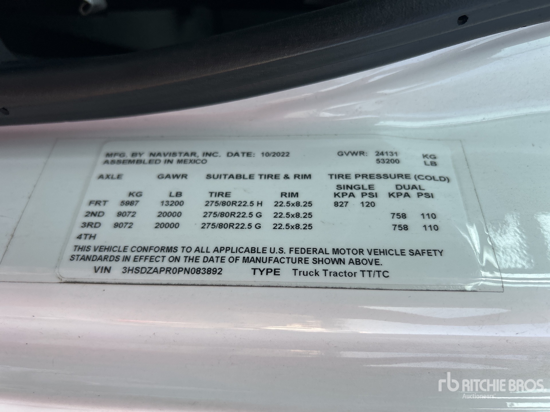 General Appearance with Serial Number / VIN