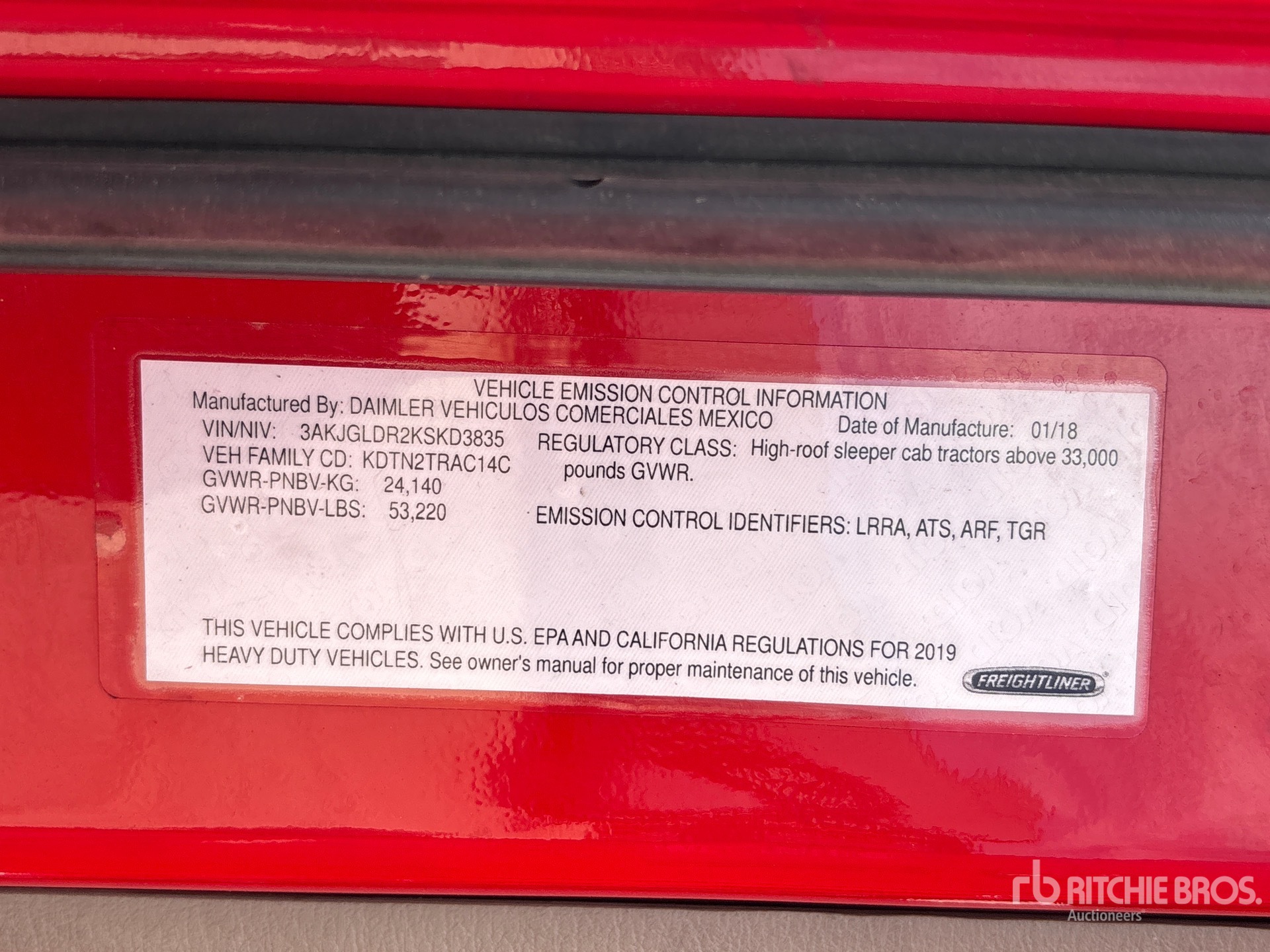 General Appearance with Serial Number / VIN