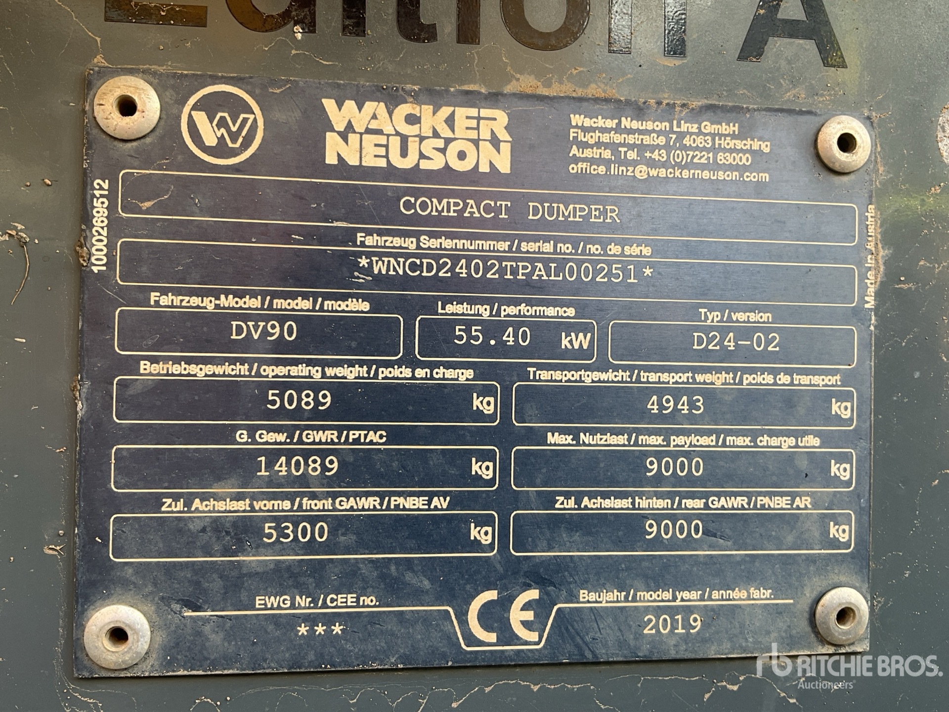General Appearance with Serial Number / VIN