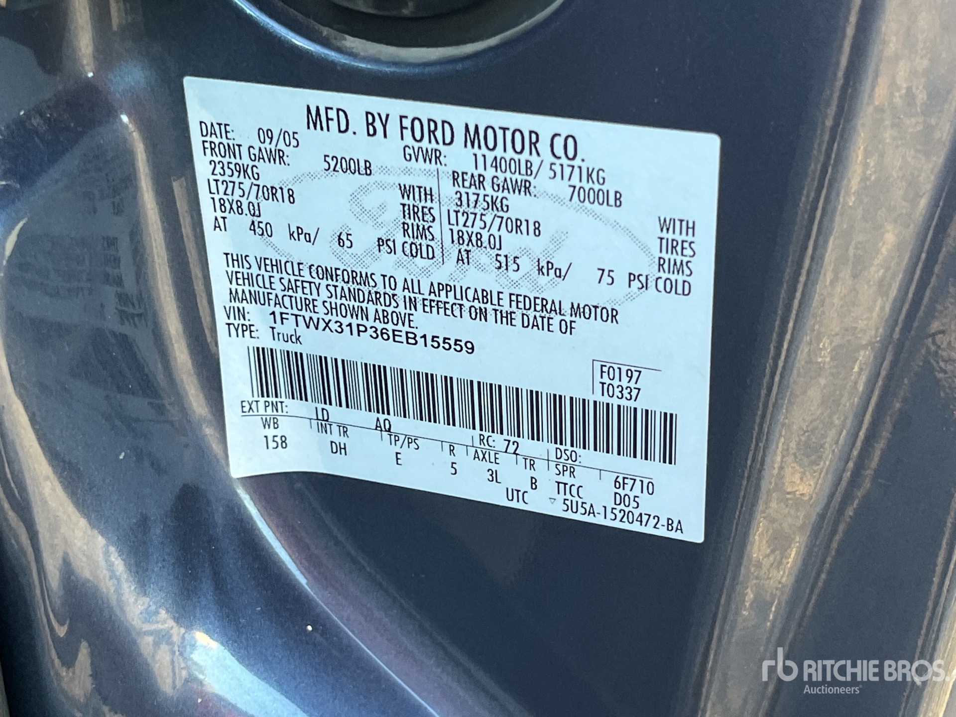 General Appearance with Serial Number / VIN