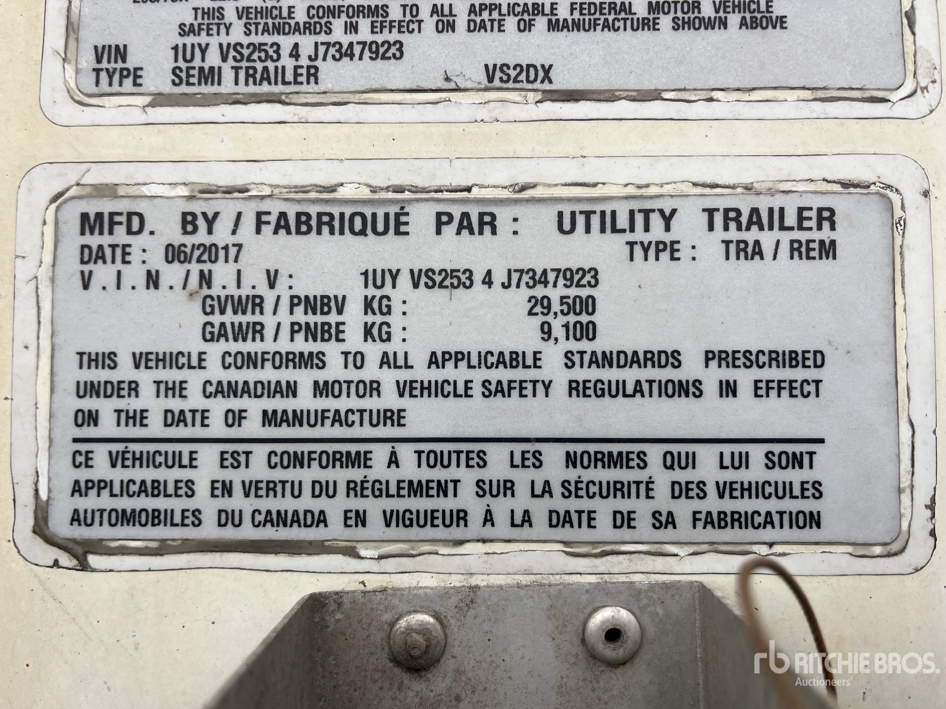 General Appearance with Serial Number / VIN