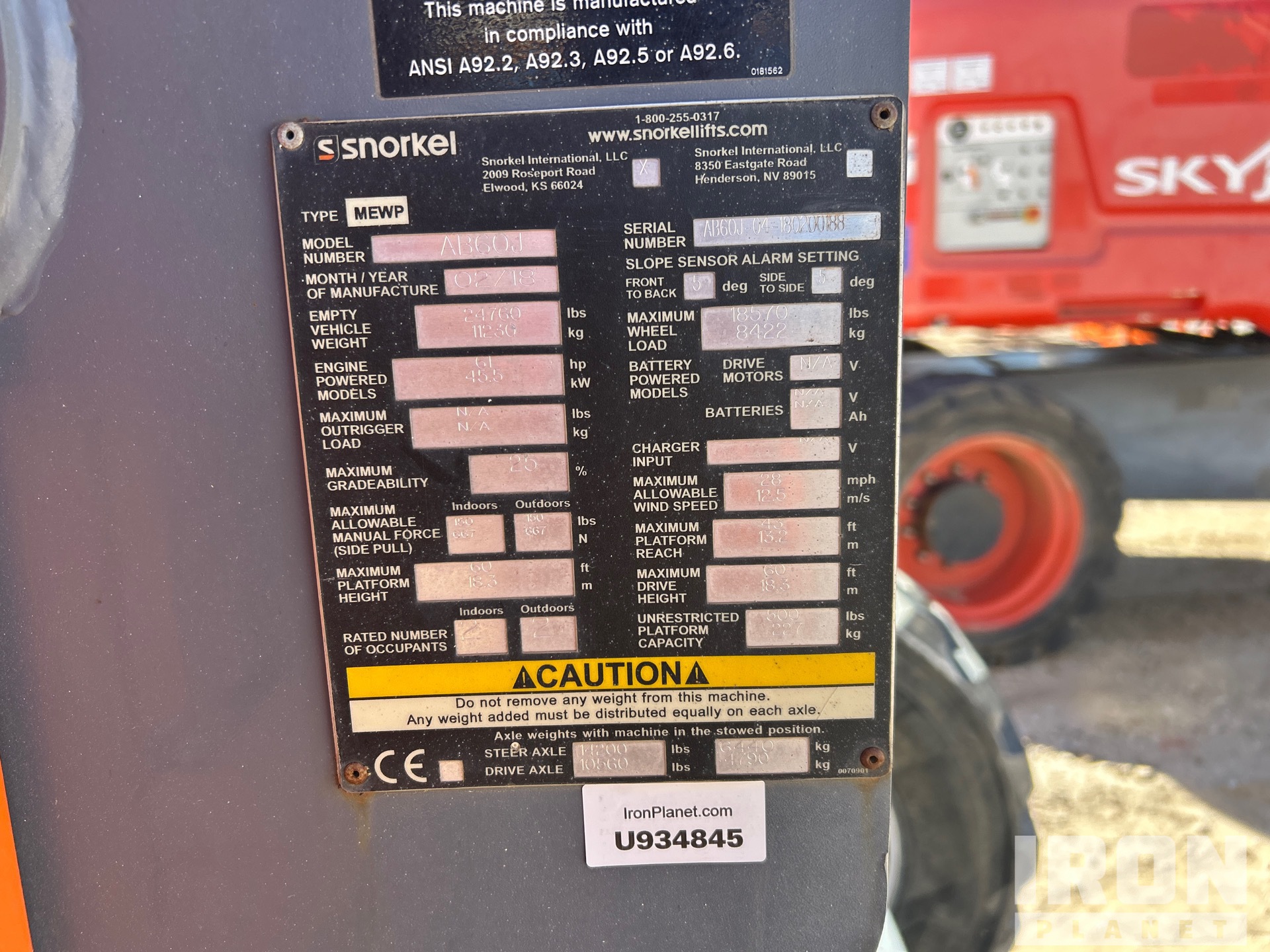 General Appearance with Serial Number / VIN