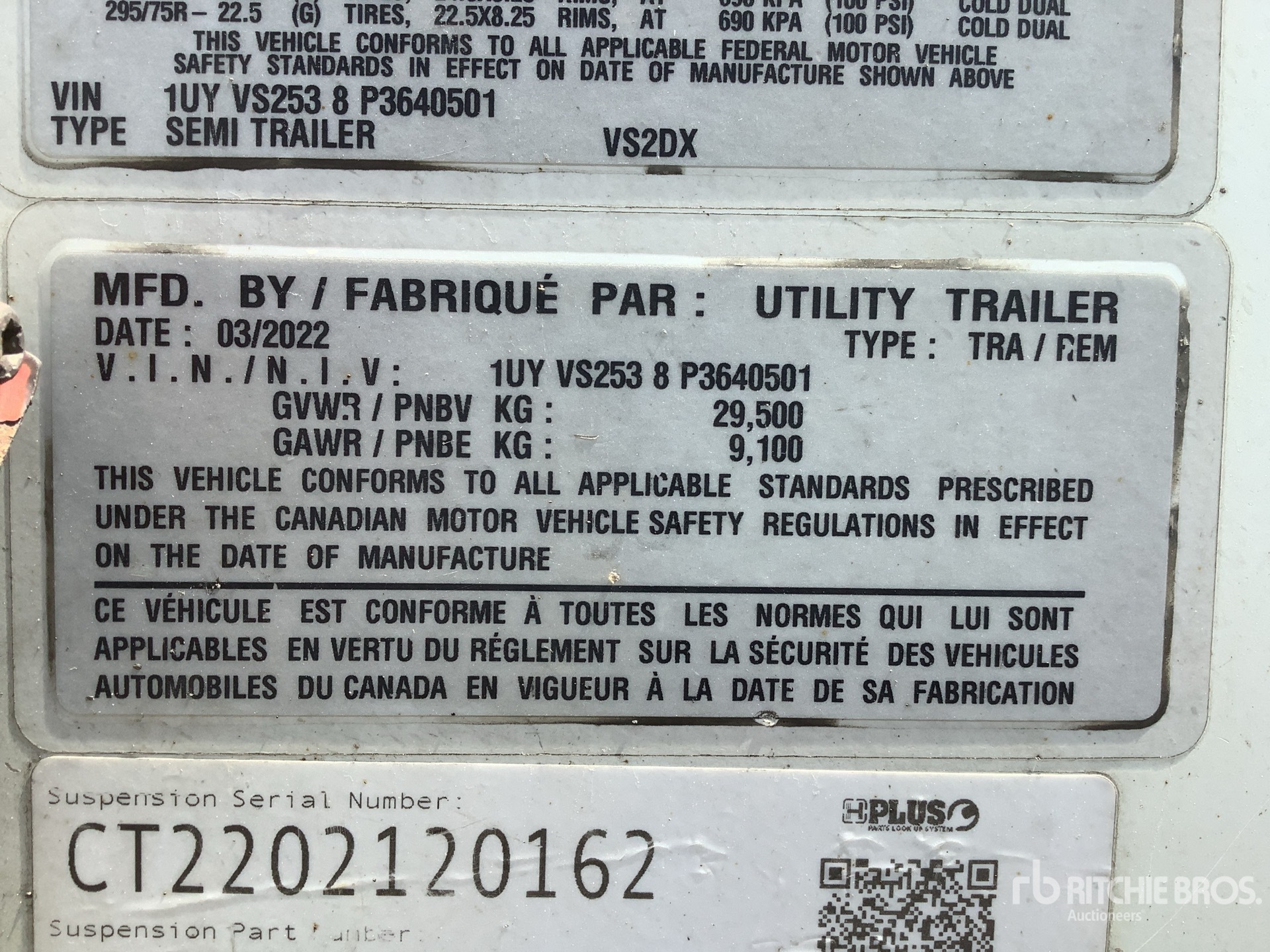 General Appearance with Numéro de série/Numéro d'identification du véhicule automobile