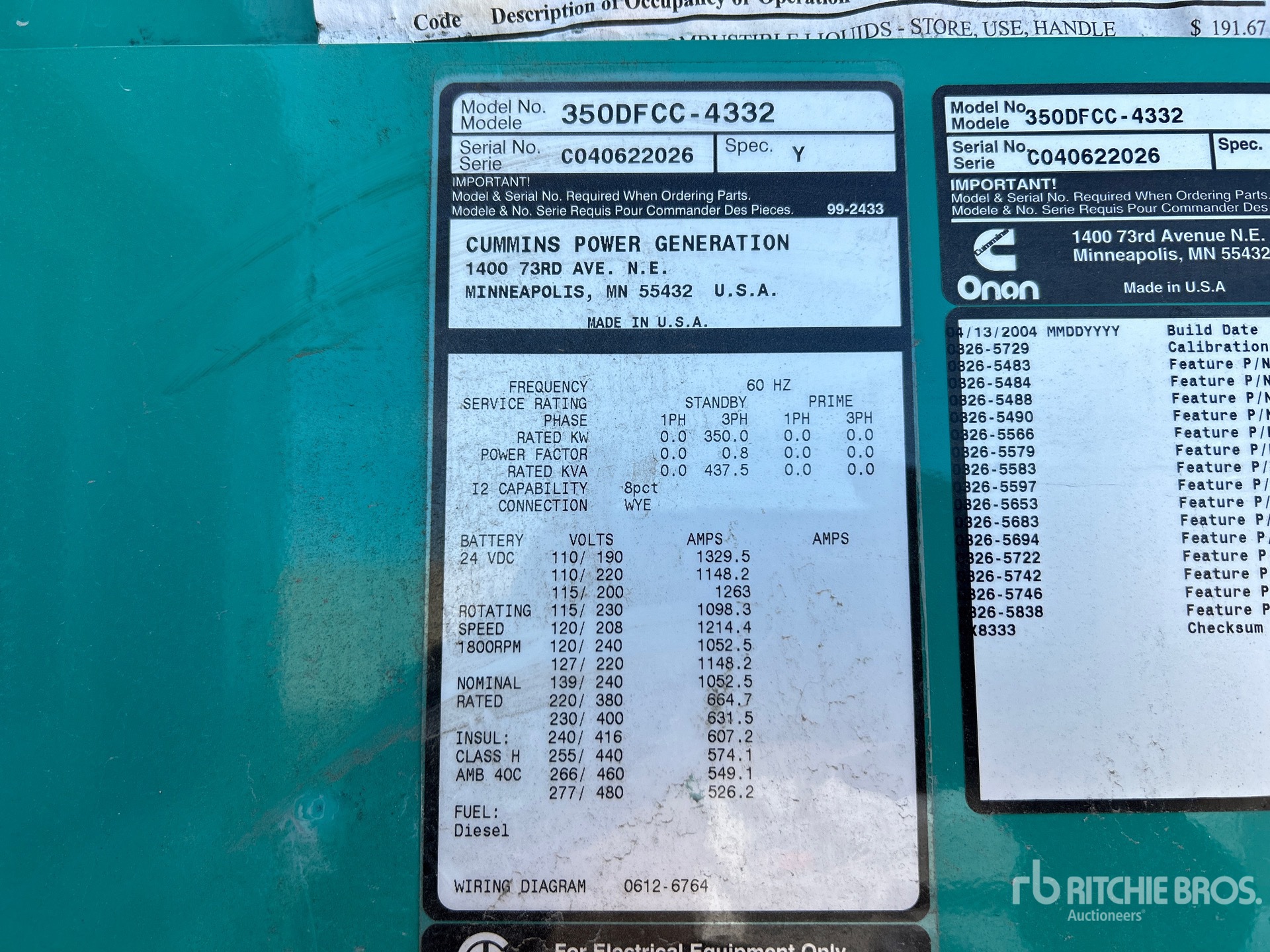 General Appearance with Serial Number / VIN