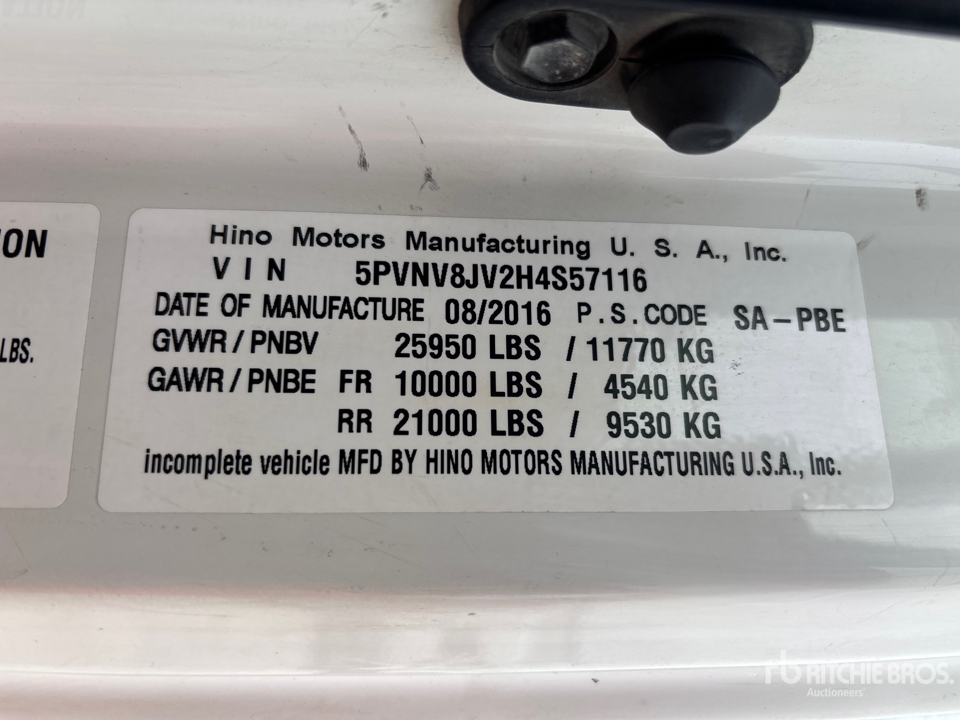 General Appearance with Serial Number / VIN