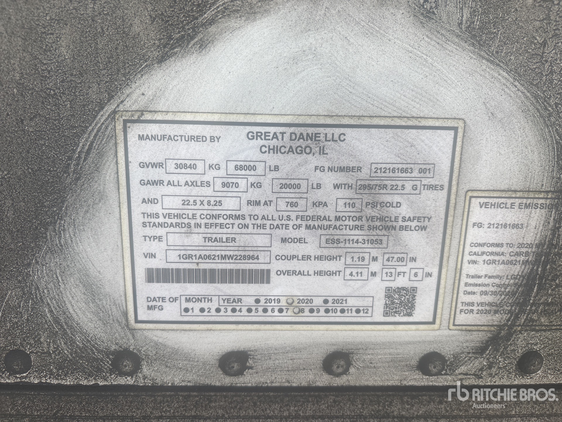 General Appearance with Serial Number / VIN