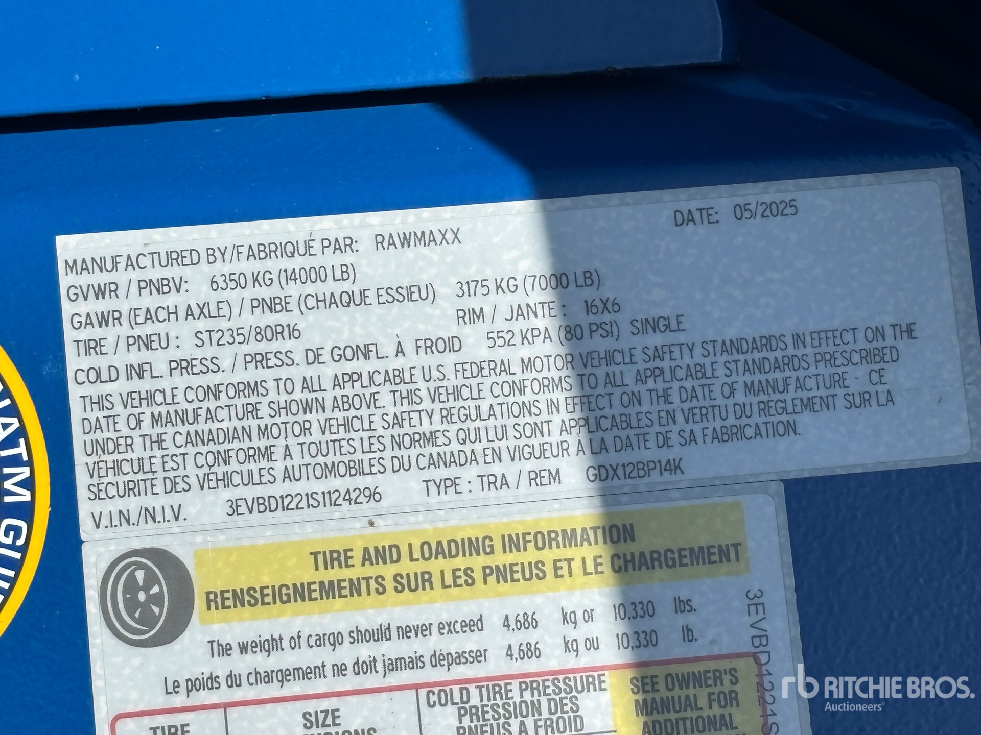 General Appearance with Numéro de série/Numéro d'identification du véhicule automobile