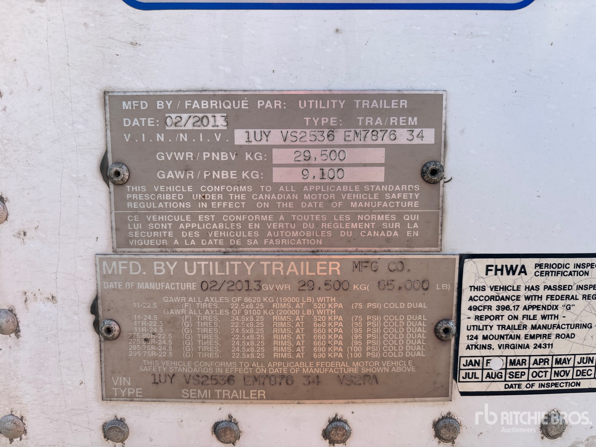 General Appearance with Serial Number / VIN