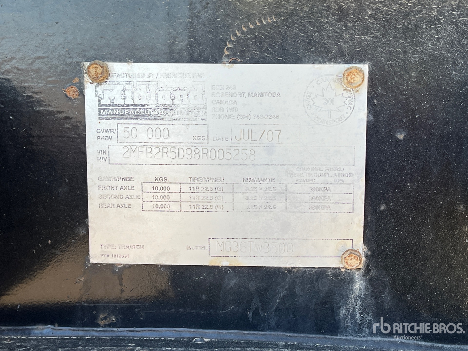 General Appearance with Serial Number / VIN