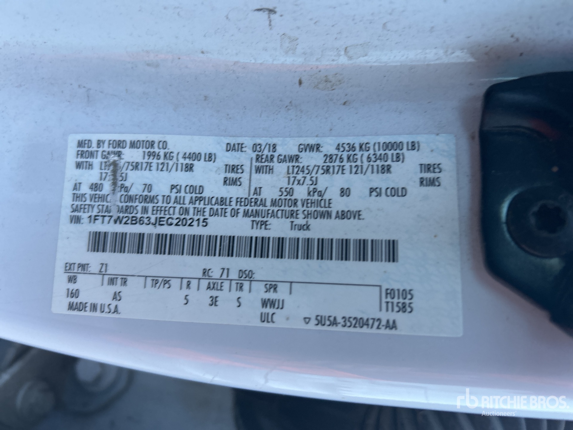 General Appearance with Serial Number / VIN