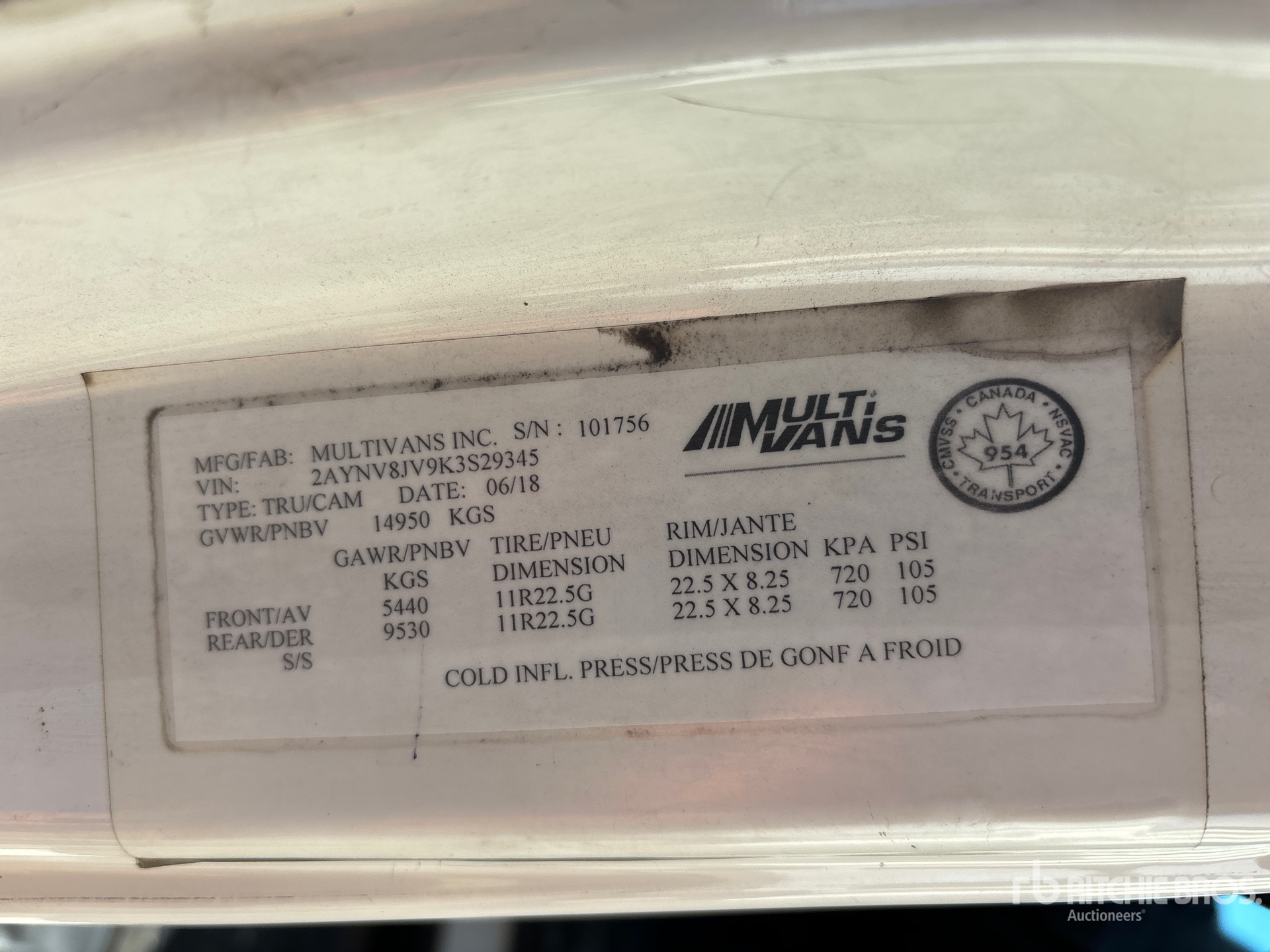 General Appearance with Serial Number / VIN