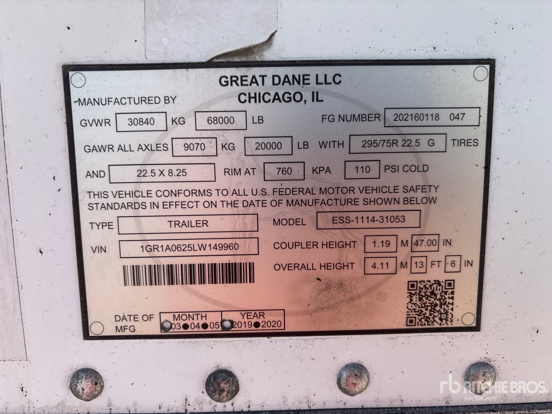 General Appearance with Serial Number / VIN