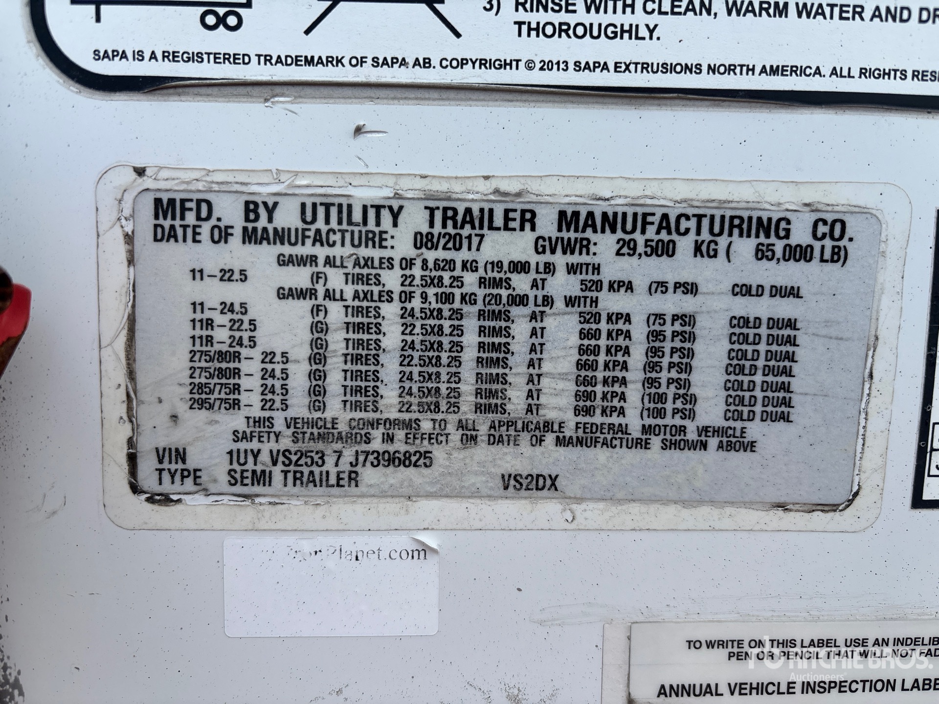 General Appearance with Serial Number / VIN