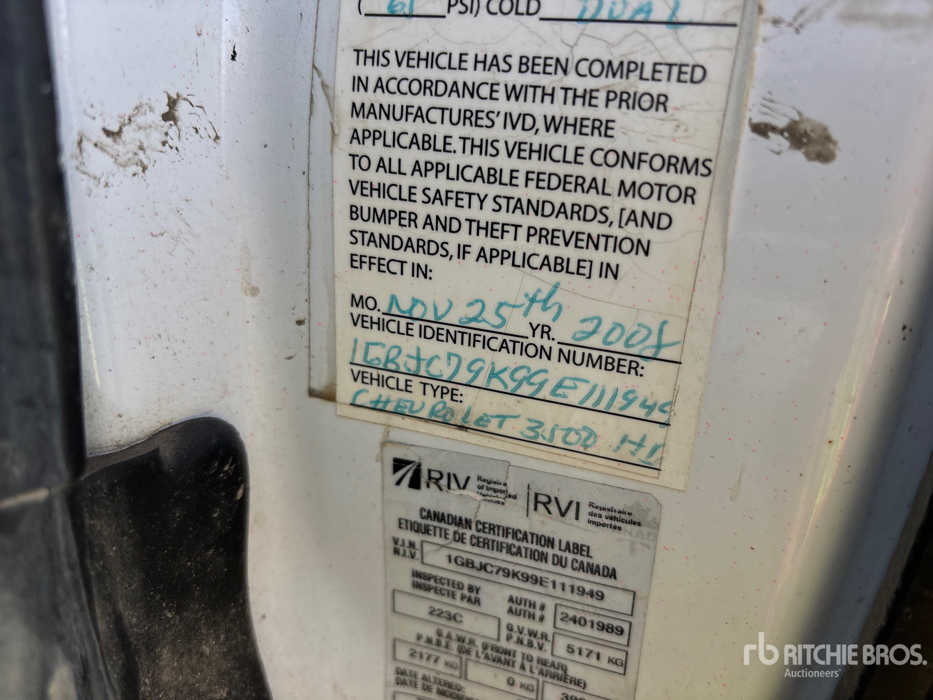 General Appearance with Serial Number / VIN