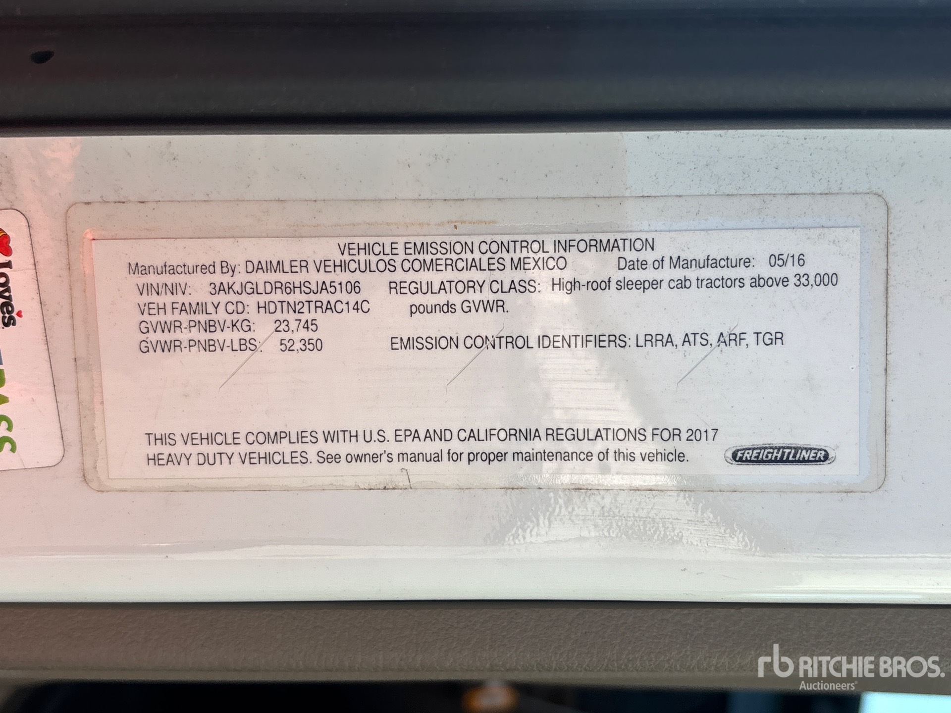General Appearance with Serial Number / VIN